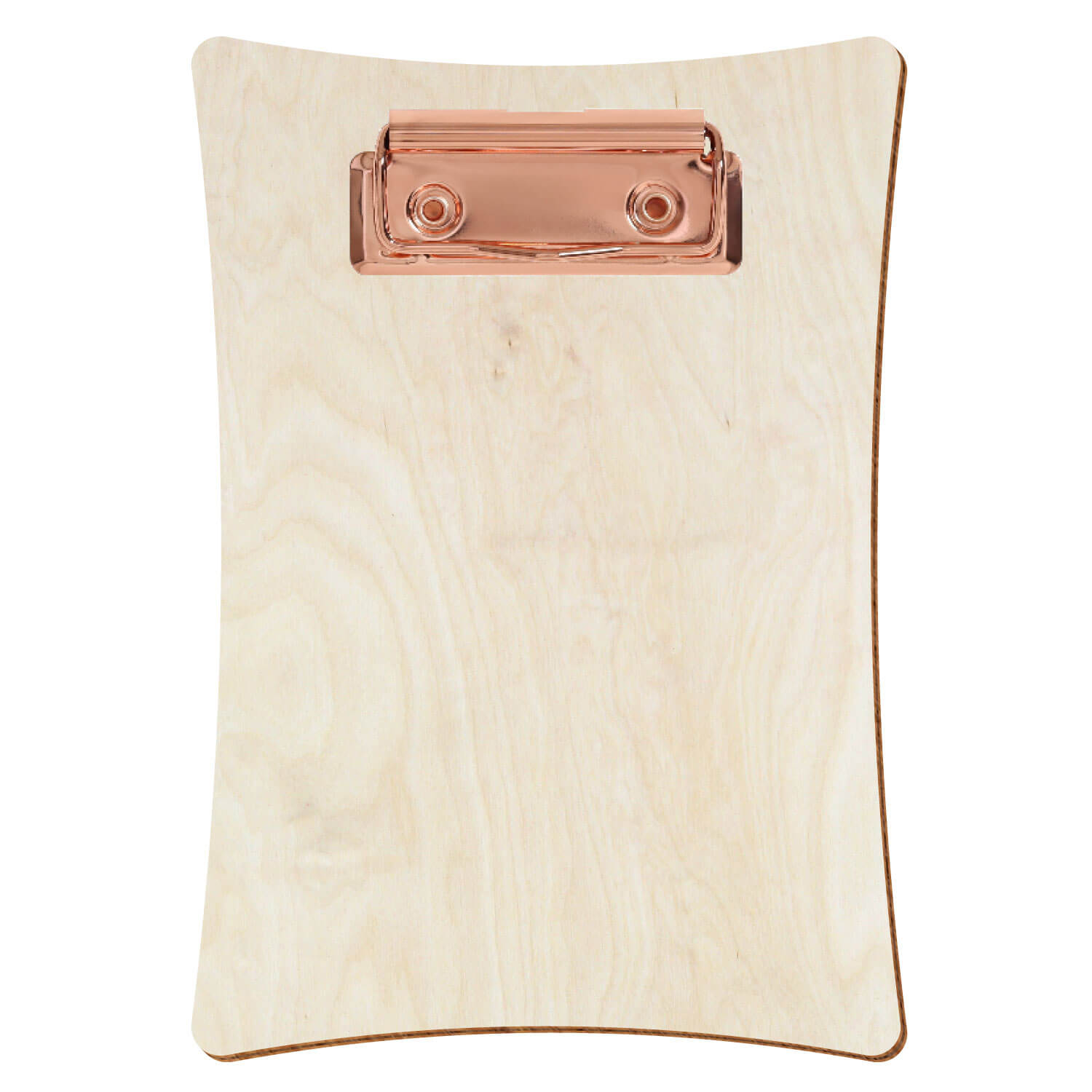 Bütic Holz-Klemmbrett konkav -naturfarben- A6 hochkant mit roségoldener Bügelklemme