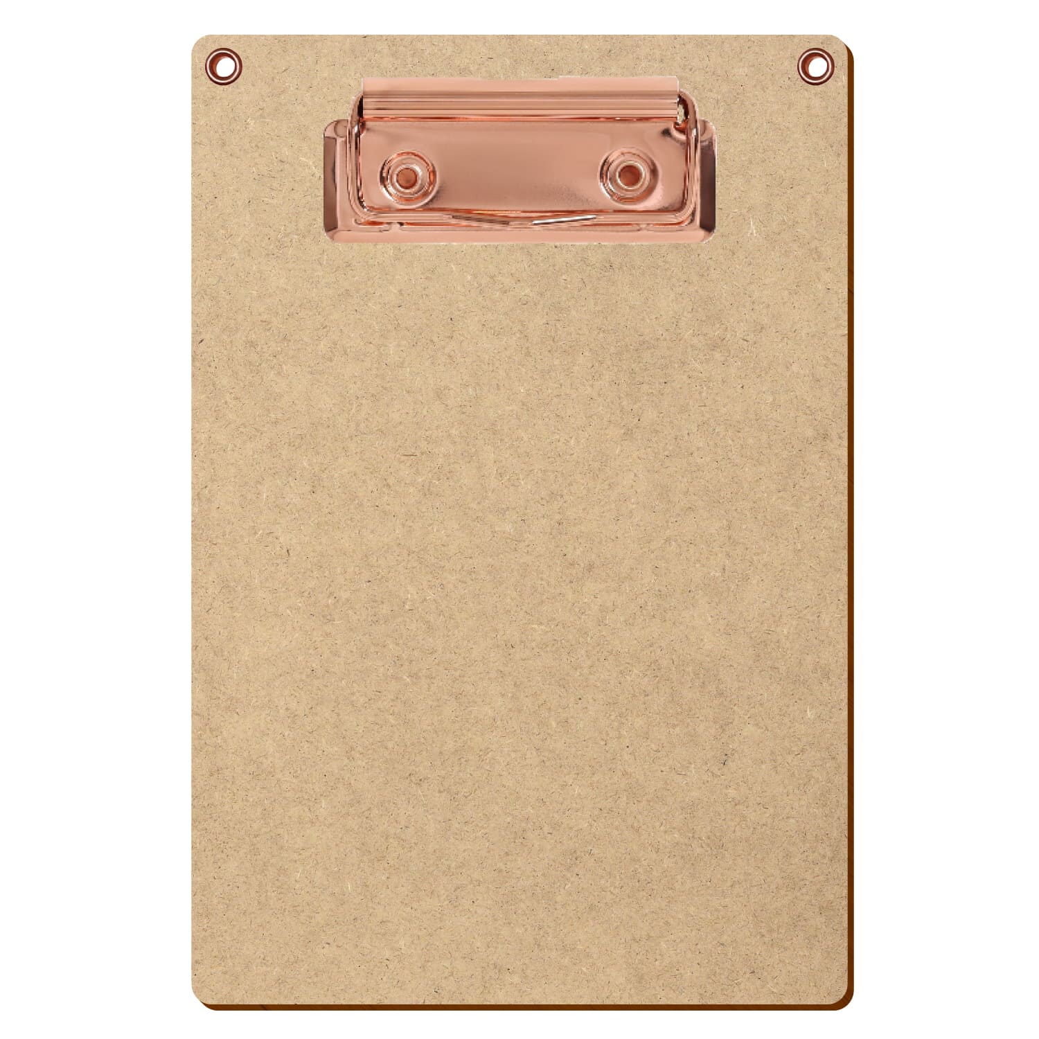 Klemmbrett Standardform mit 2 Ösen HDF A6 hochkant Bügelklemme roségold