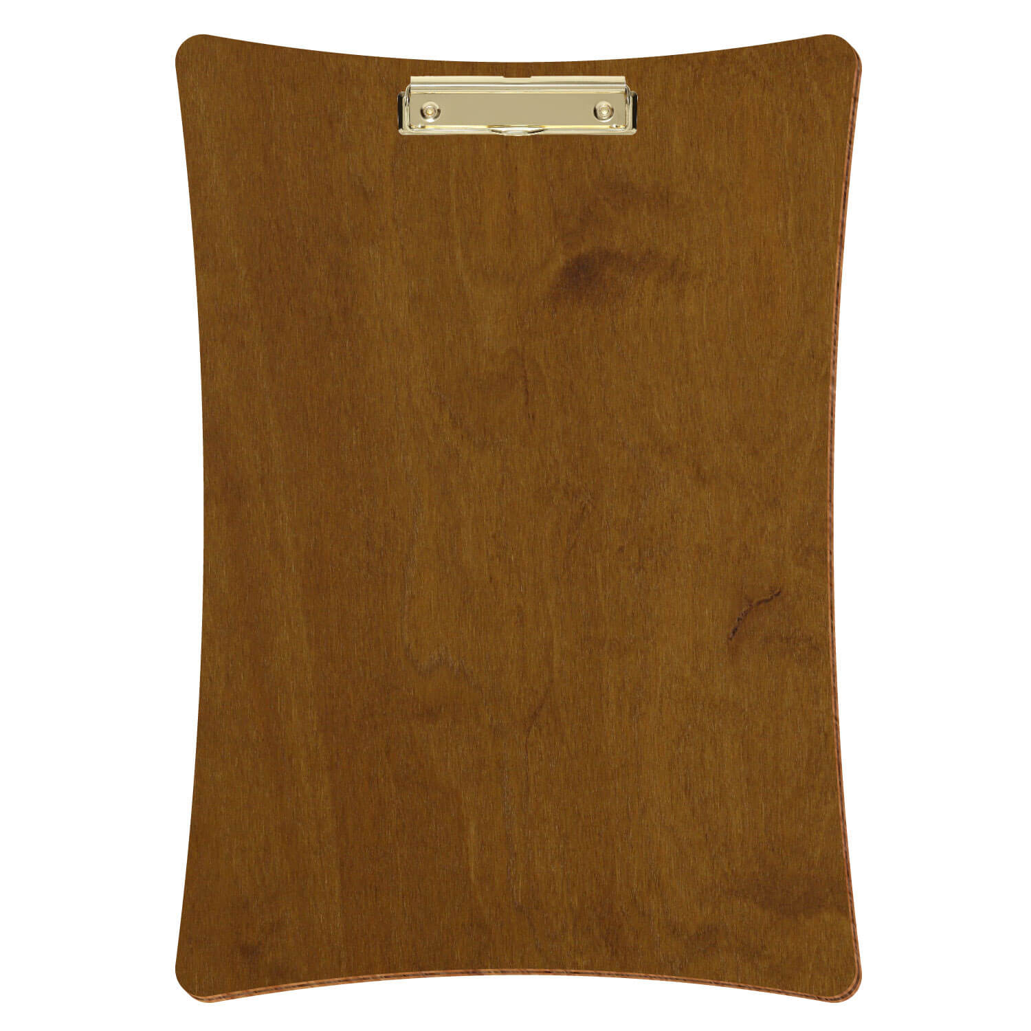 Bütic Holz-Klemmbrett konkav -Farbe Teak- A3 hochkant mit goldener Bügelklemme
