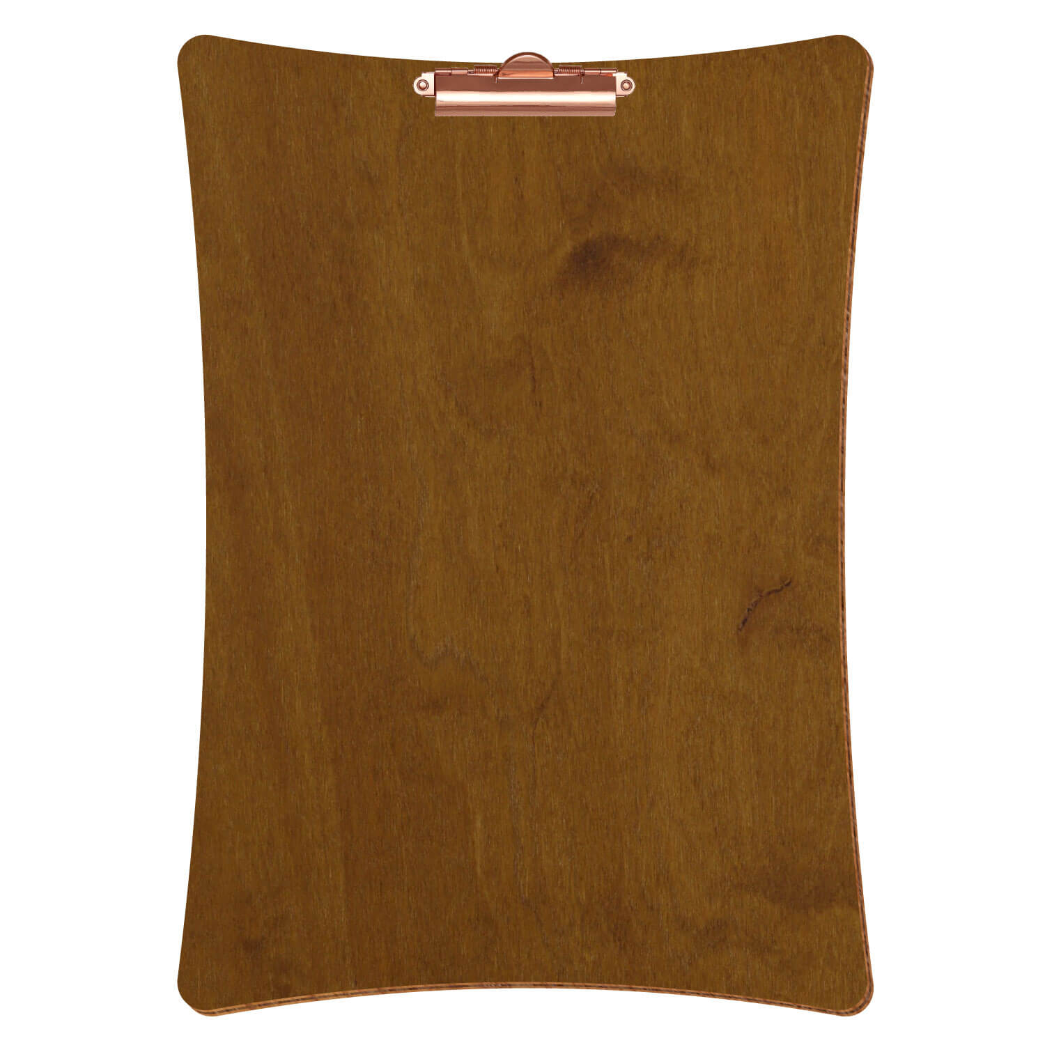 Bütic Holz-Klemmbrett konkav -Farbe Teak- A3 hochkant mit roségoldener Zahnklemme