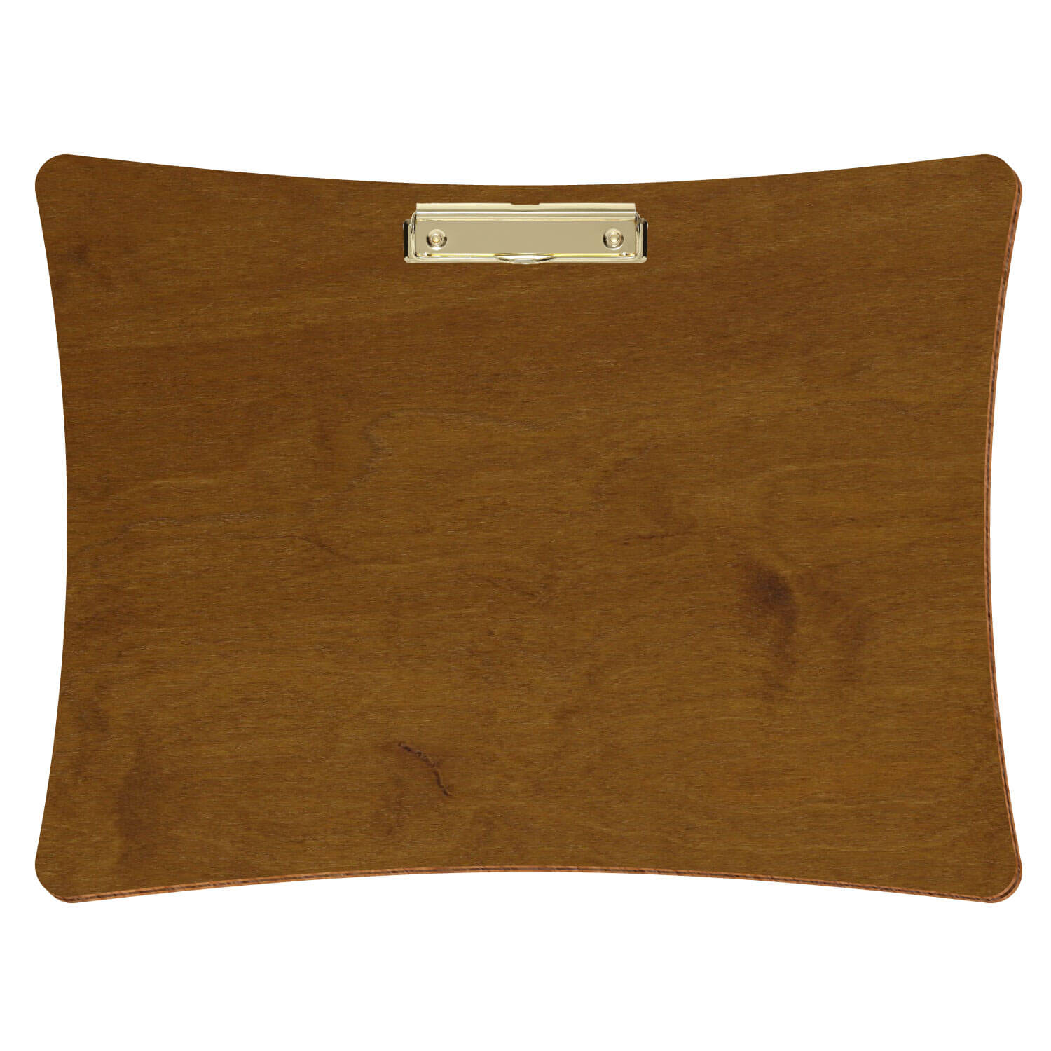 Bütic Holz-Klemmbrett konkav -Farbe Teak- A3 querkant mit goldener Bügelklemme