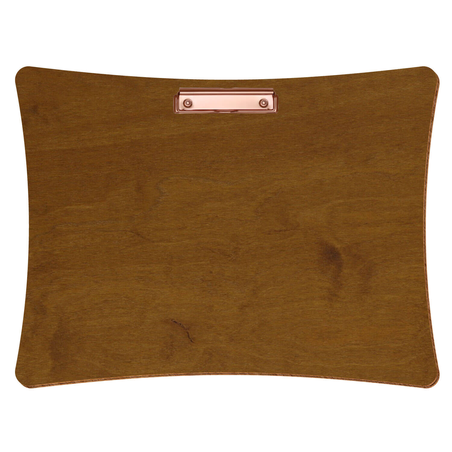 Bütic Holz-Klemmbrett konkav -Farbe Teak- A3 querkant mit roségoldener Bügelklemme