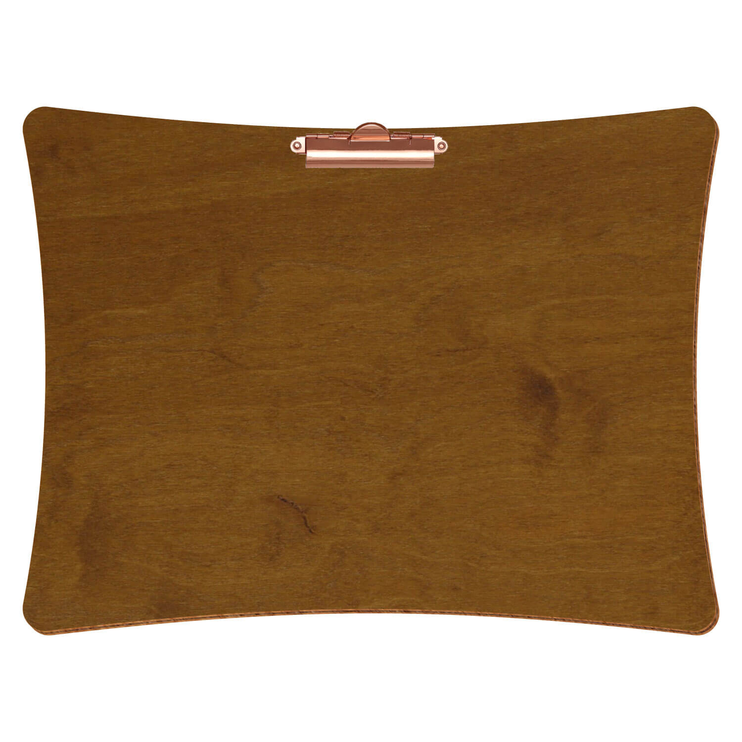 Bütic Holz-Klemmbrett konkav -Farbe Teak- A3 querkant mit roségoldener Zahnklemme