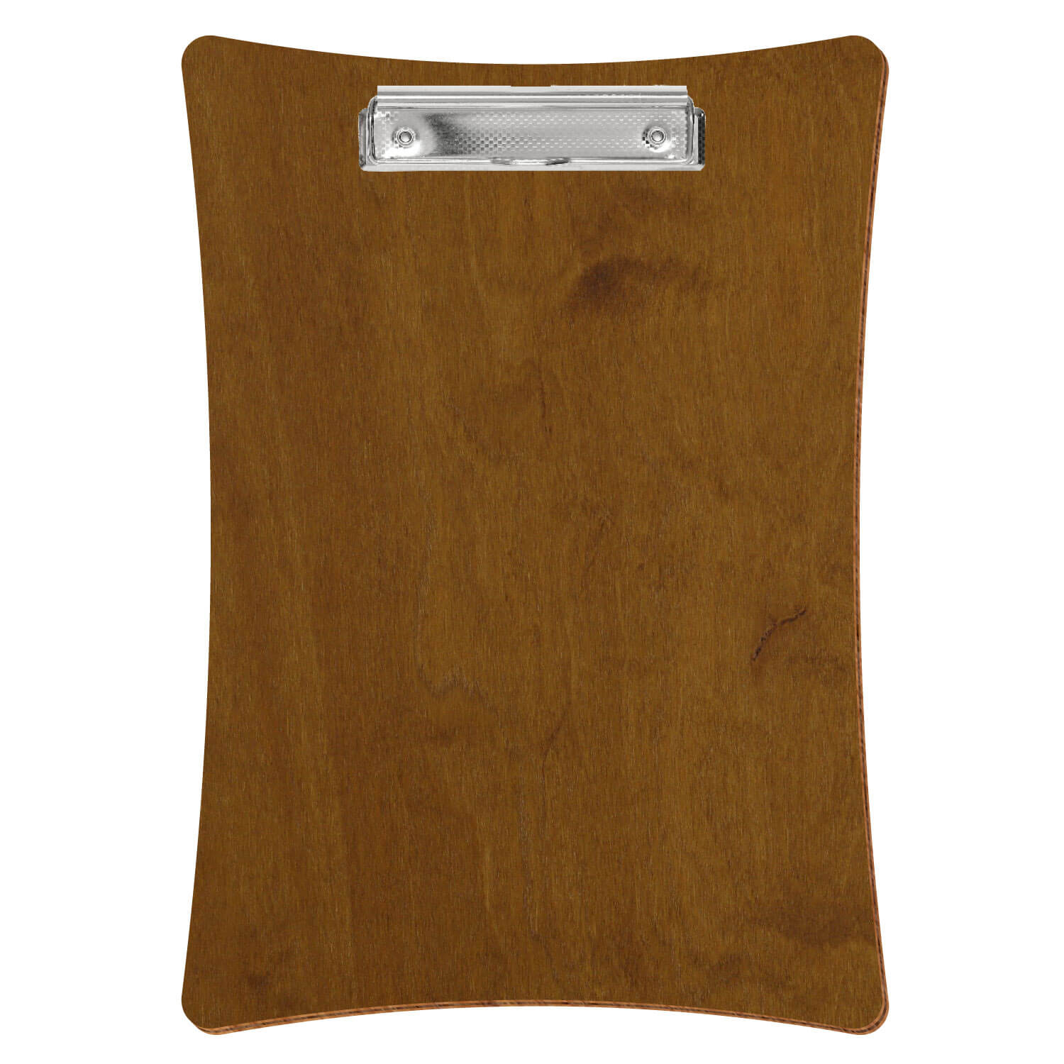 Bütic Holz-Klemmbrett konkav -Farbe Teak- A4 hochkant mit carbon-silberner Bügelklemme