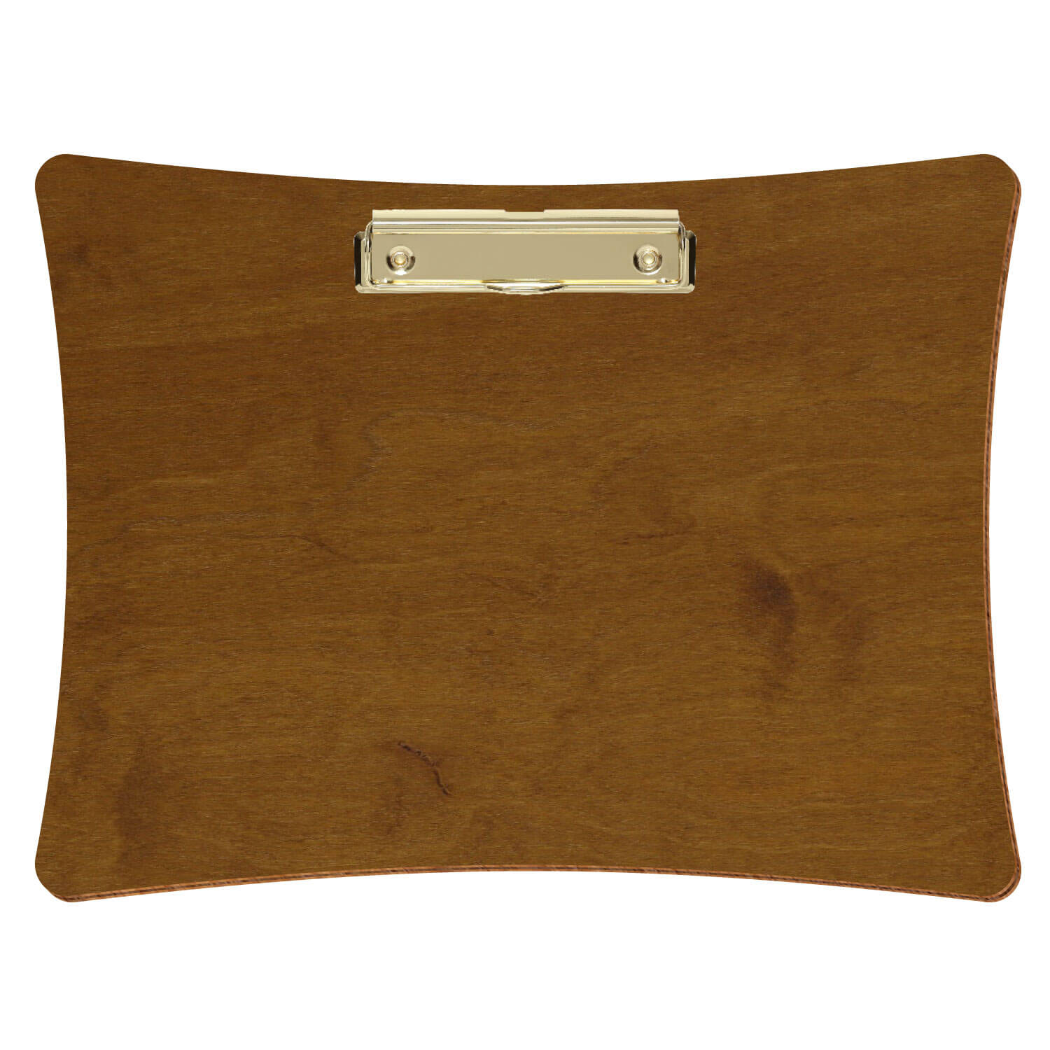 Bütic Holz-Klemmbrett konkav -Farbe Teak- A4 querkant mit goldener Bügelklemme