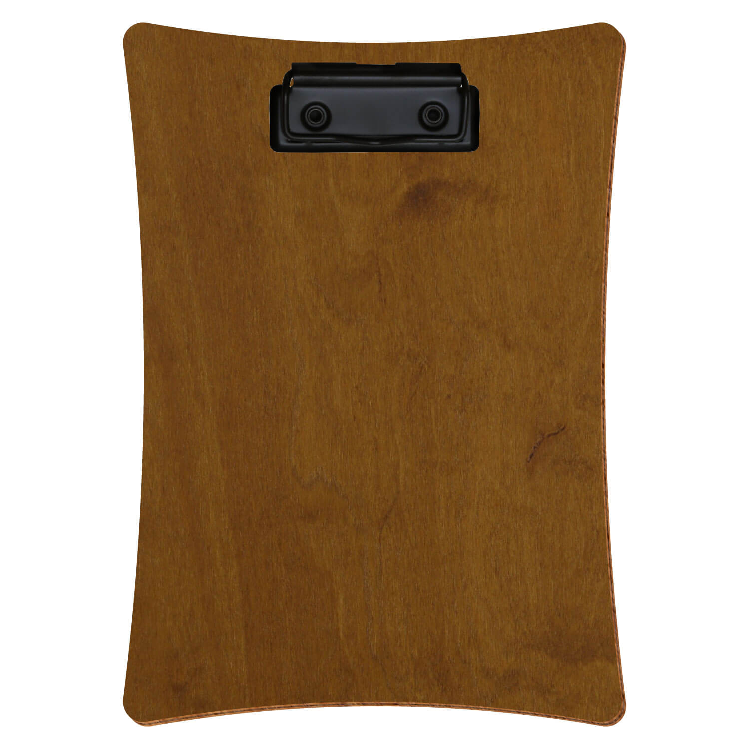 Bütic Holz-Klemmbrett konkav -Farbe Teak- A5 hochkant mit schwarzer Bügelklemme