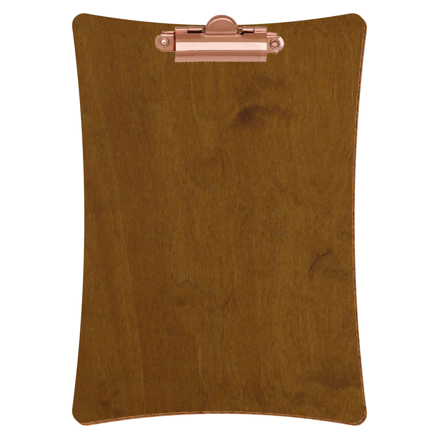 Bütic Holz-Klemmbrett konkav -Farbe Teak- A5 hochkant mit roségoldener Zahnklemme