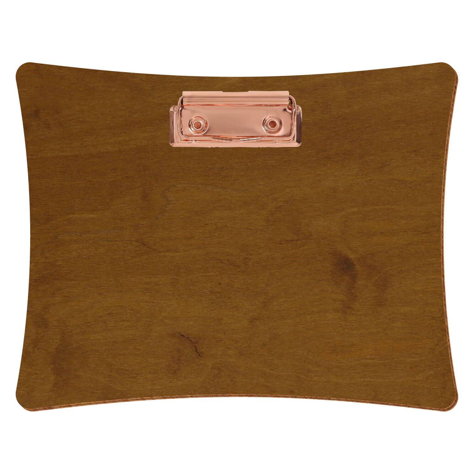 Bütic Holz-Klemmbrett konkav -Farbe Teak- A5 querkant mit roségoldener Bügelklemme