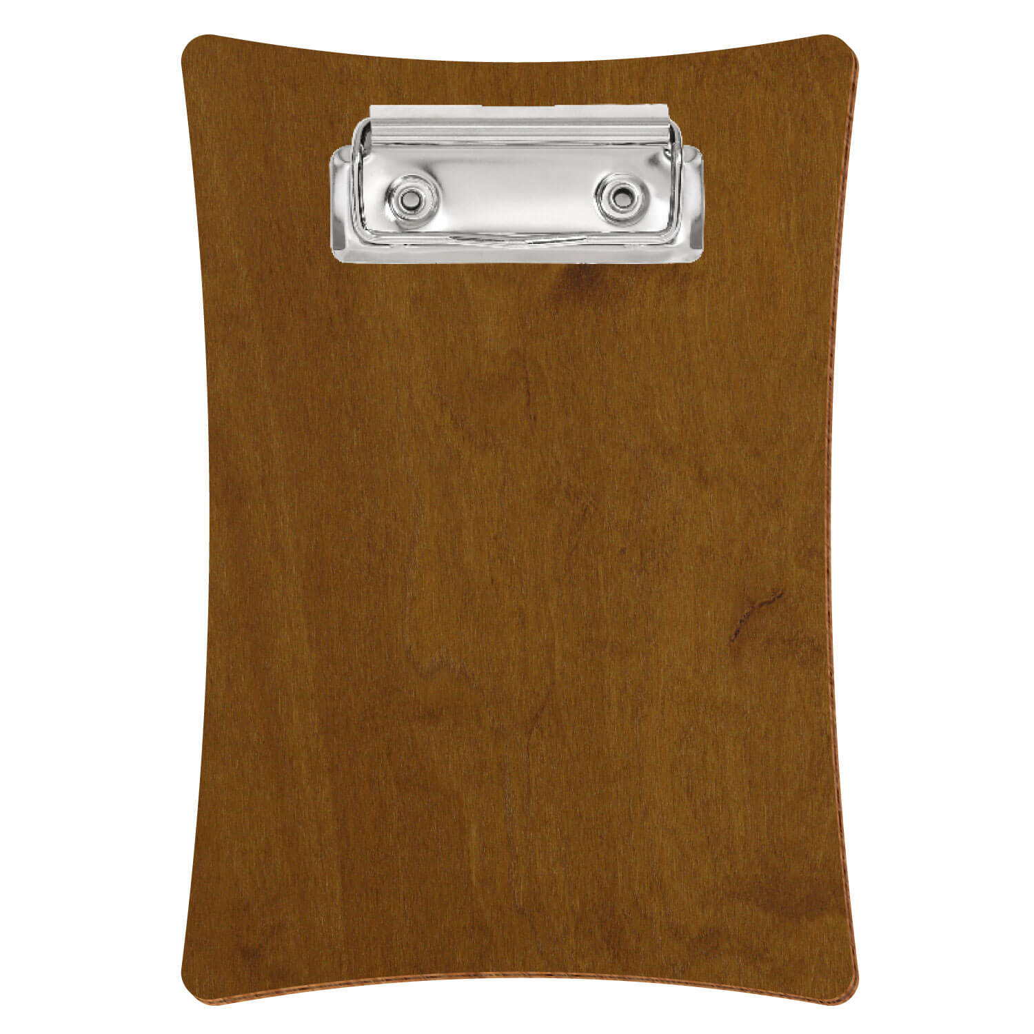 Bütic Holz-Klemmbrett konkav -Farbe Teak- A6 hochkant mit silberner Bügelklemme
