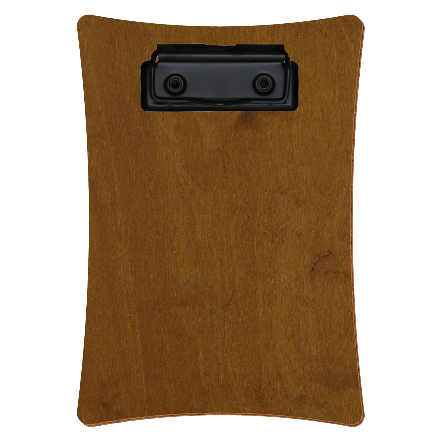 Bütic Holz-Klemmbrett konkav -Farbe Teak- A6 hochkant mit schwarzer Bügelklemme