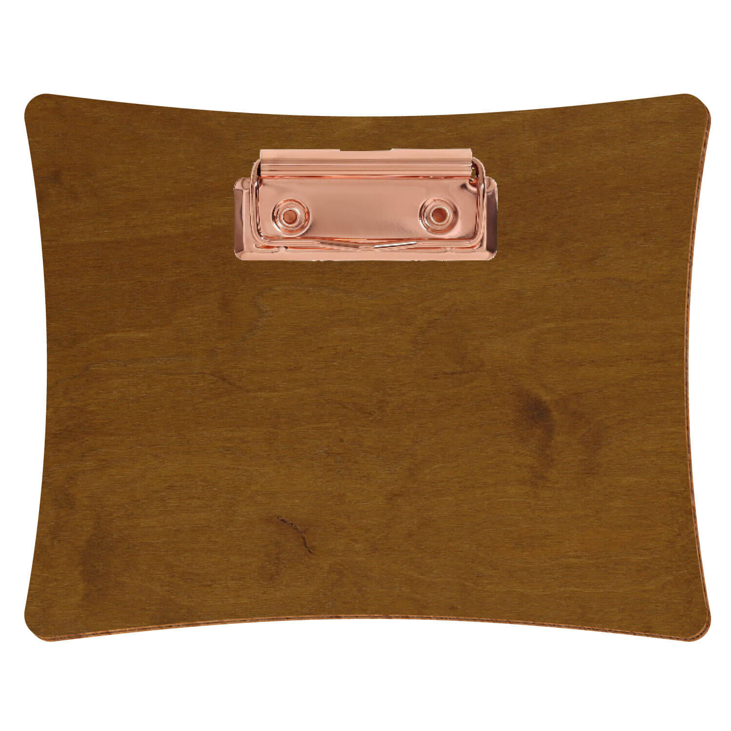 Bütic Holz-Klemmbrett konkav -Farbe Teak- A6 querkant mit roségoldener Bügelklemme