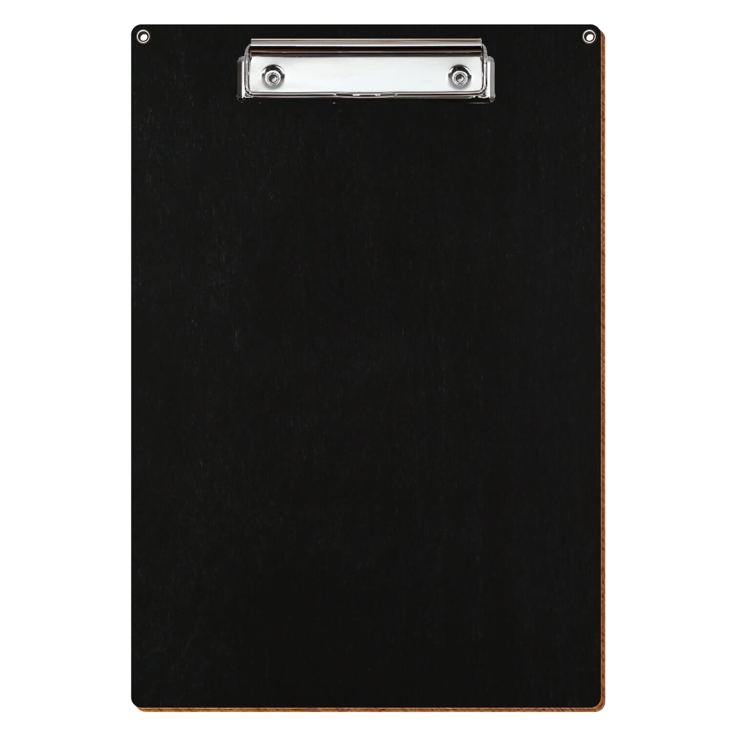 Klemmbrett Standardform Schwarz mit 2 Ösen A4 hochkant Bügelklemme silber