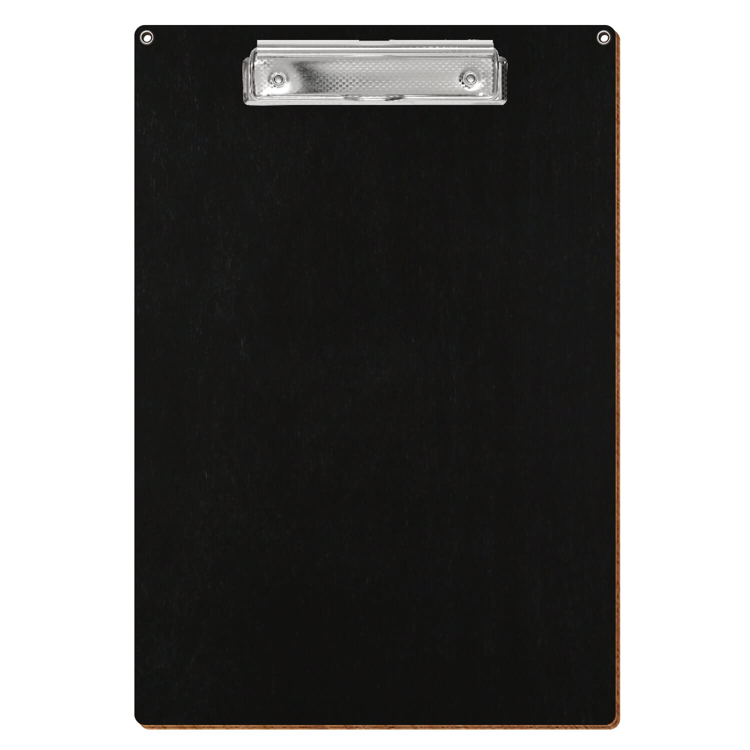 Klemmbrett Standardform Schwarz mit 2 Ösen A4 hochkant Bügelklemme silber carbon