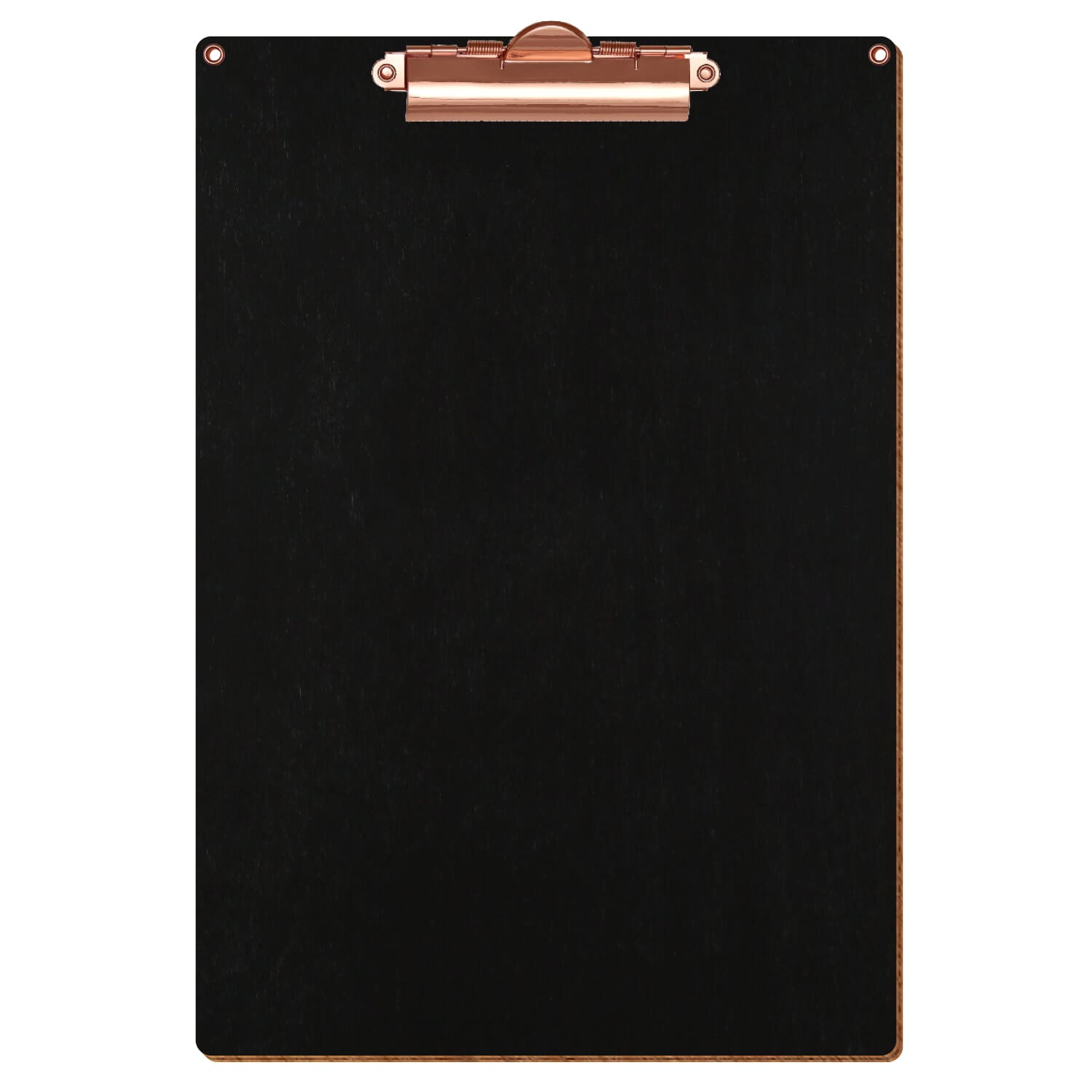 Klemmbrett Standardform Schwarz mit 2 Ösen A4 hochkant Zahnklemme roségold