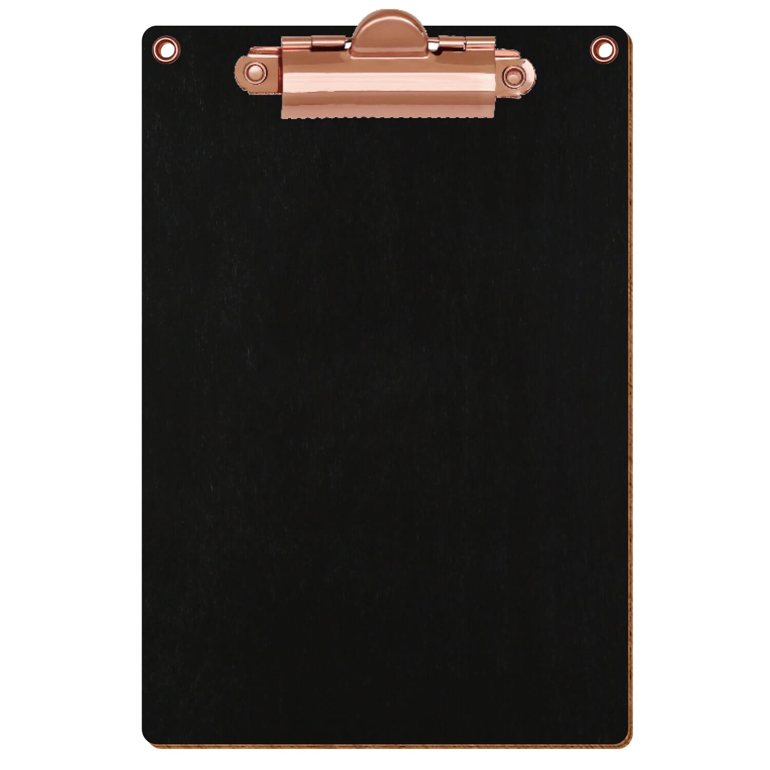 Klemmbrett Standardform Schwarz mit 2 Ösen A6 hochkant Zahnklemme roségold