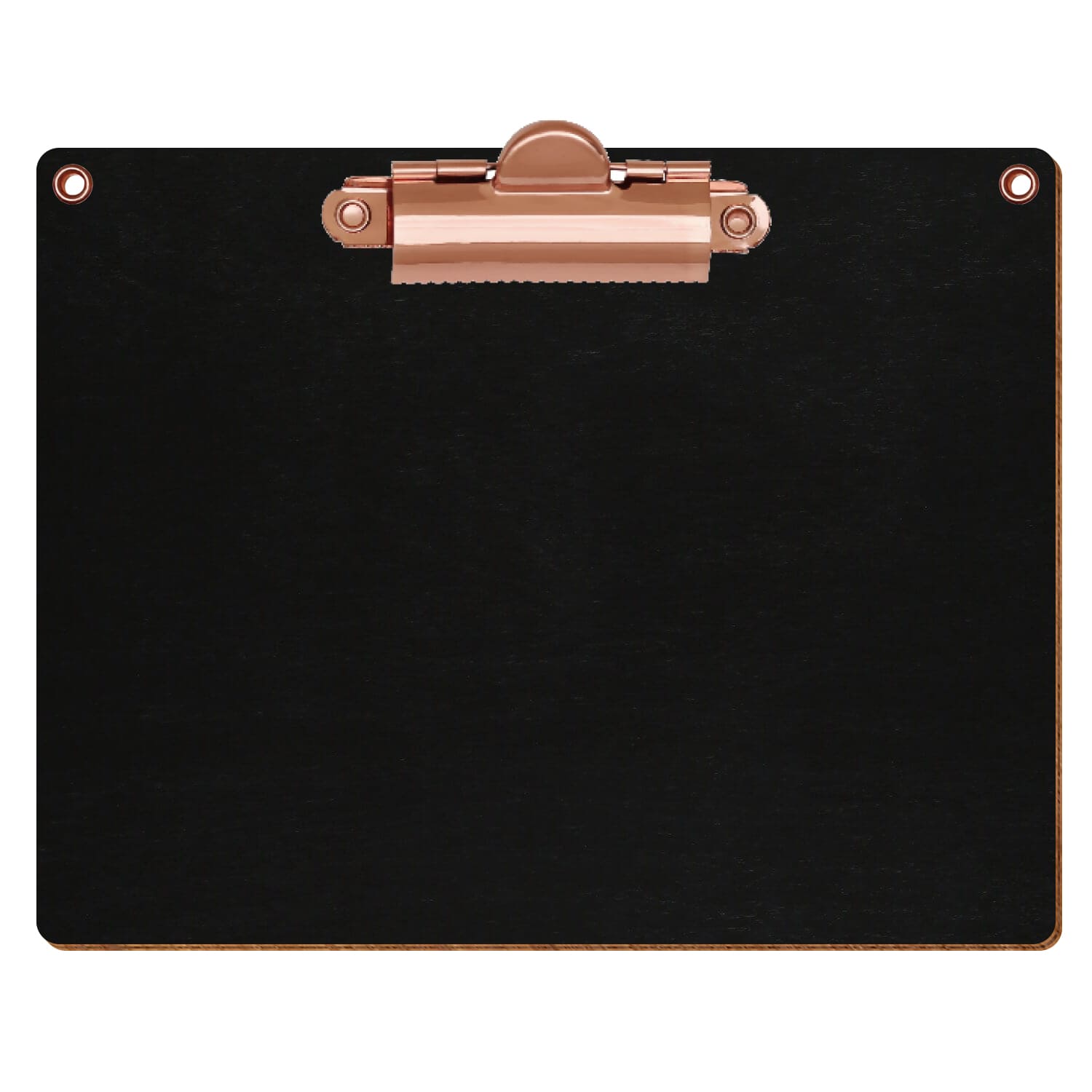 Klemmbrett Standardform Schwarz mit 2 Ösen A6 querkant Zahnklemme roségold