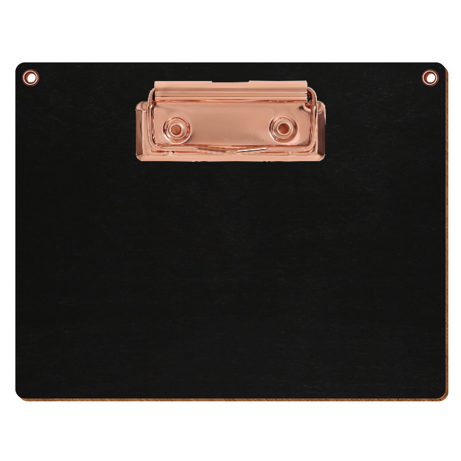 Klemmbrett Standardform Schwarz mit 2 Ösen A6 querkant Bügelklemme roségold