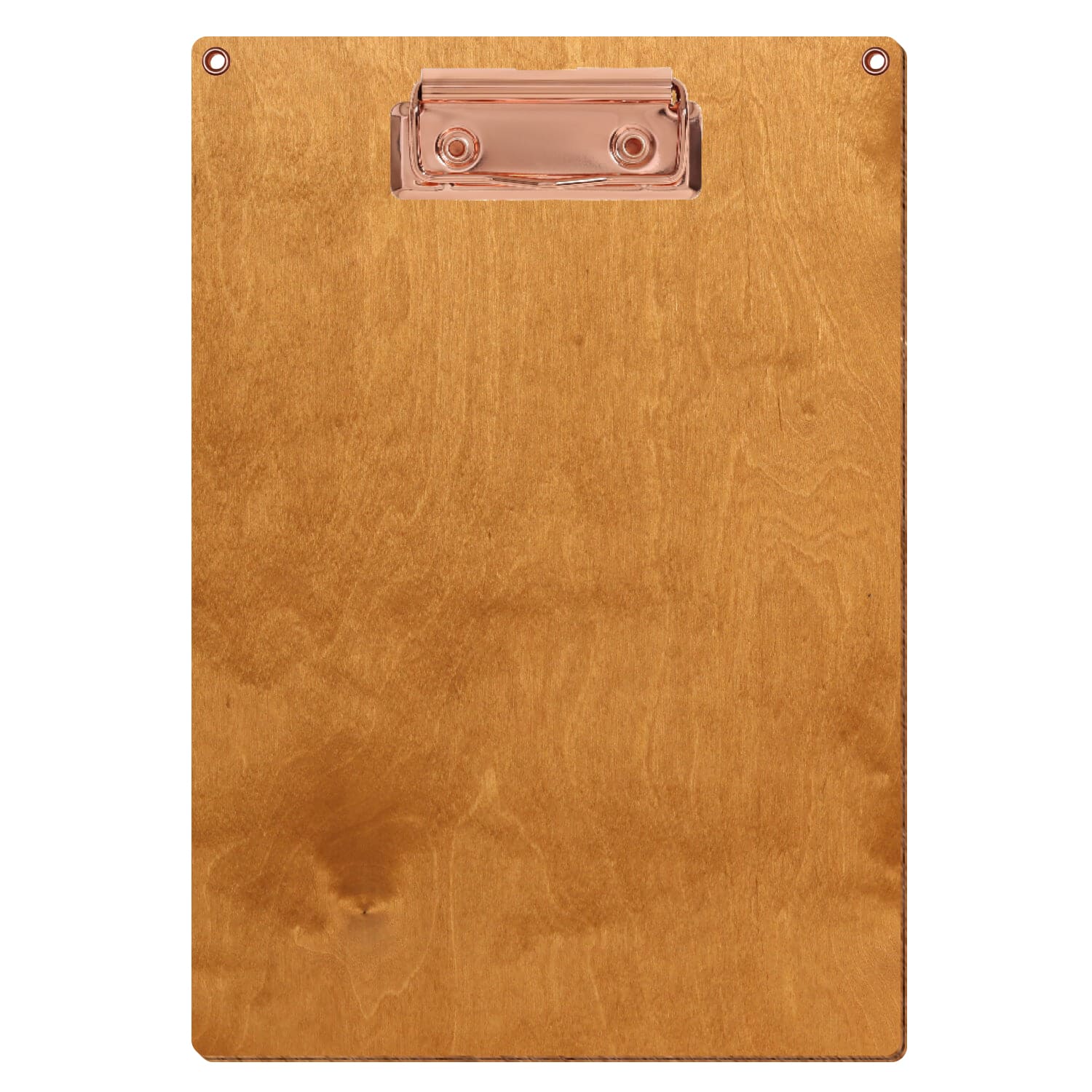 Klemmbrett Standardform Birnbaum mit 2 Ösen A5 hochkant Bügelklemme roségold