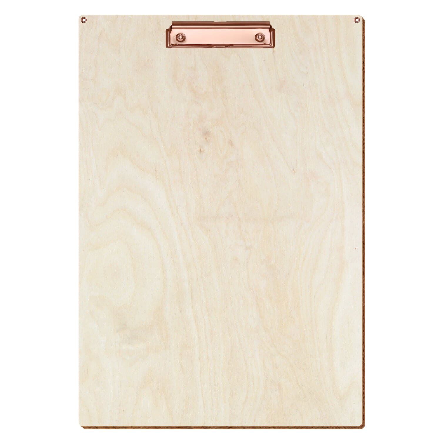 Klemmbrett Standardform Birke natur mit 2 Ösen A3 hochkant Bügelklemme roségold