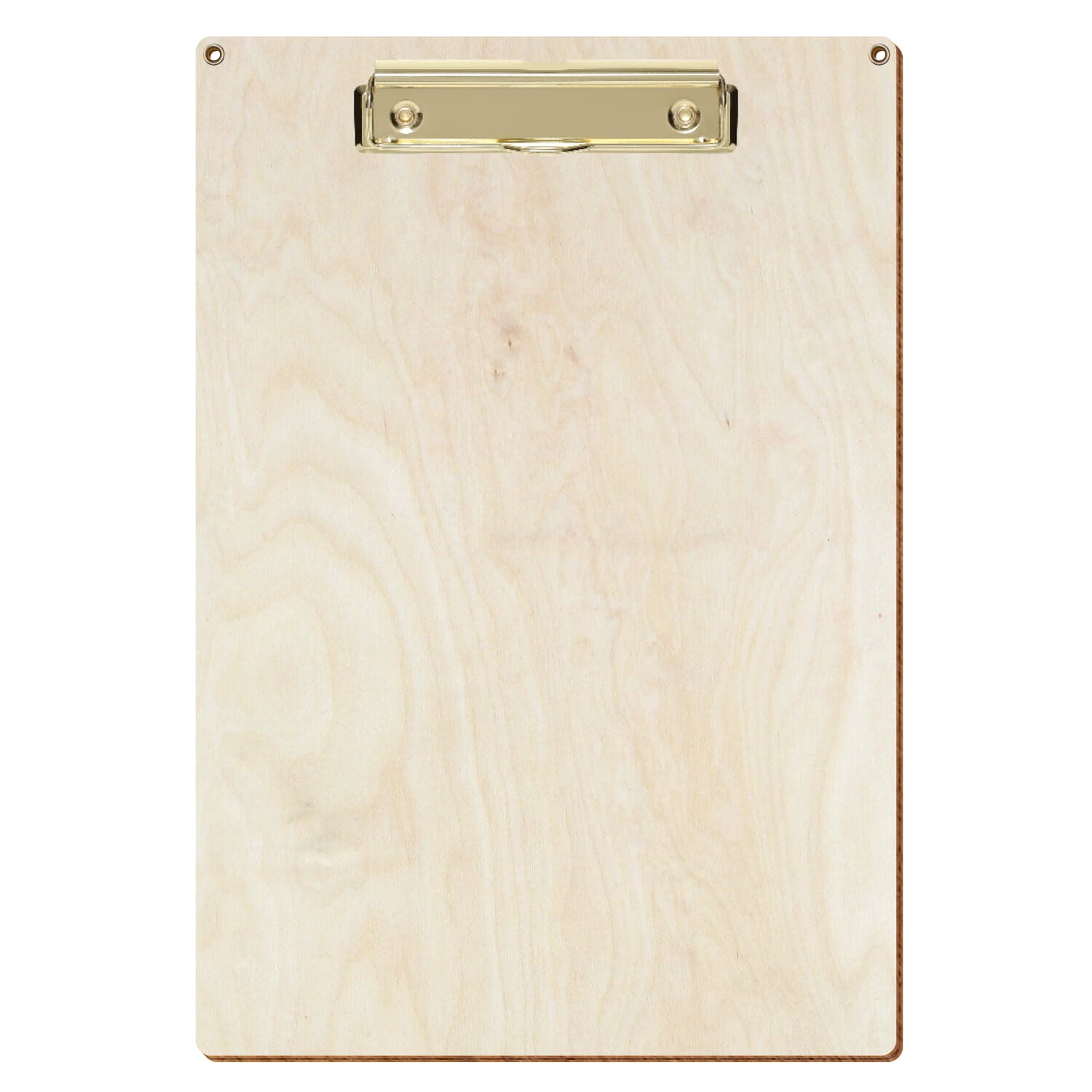 Klemmbrett Standardform Birke natur mit 2 Ösen A4 hochkant Bügelklemme gold
