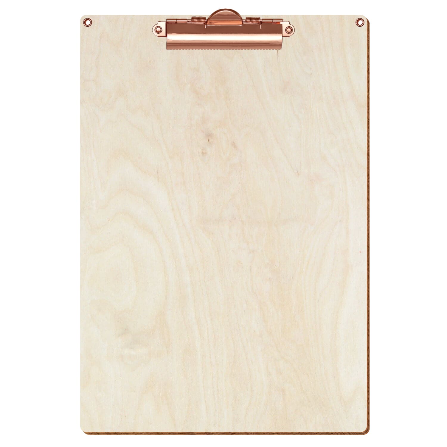 Klemmbrett Standardform Birke natur mit 2 Ösen A4 hochkant Zahnklemme roségold