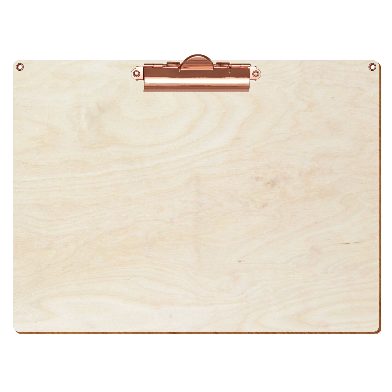Klemmbrett Standardform Birke natur mit 2 Ösen A4 querkant Zahnklemme roségold