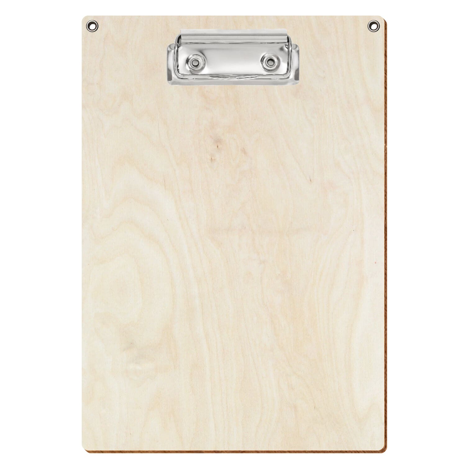 Klemmbrett Standardform Birke natur mit 2 Ösen A5 hochkant Bügelklemme silber