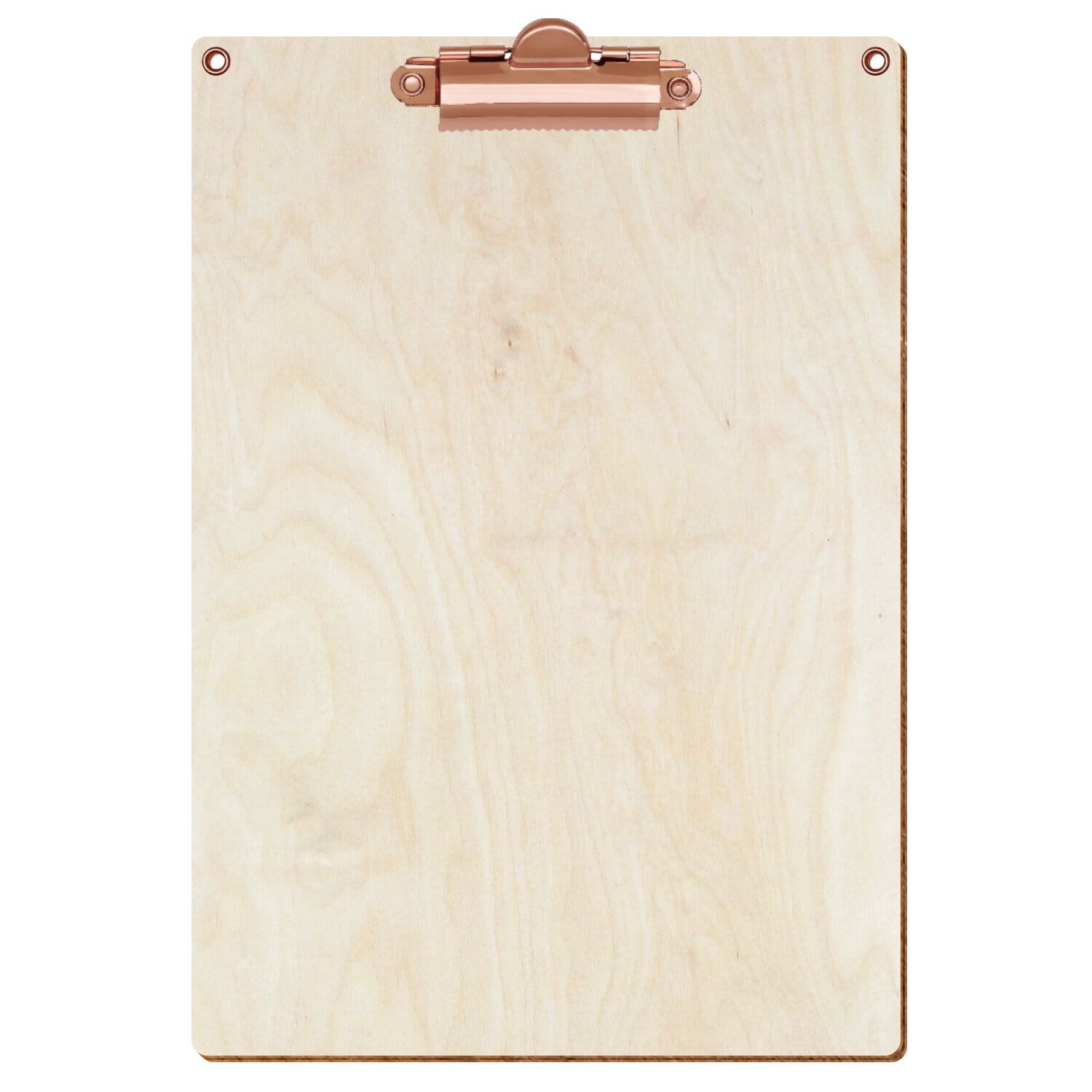 Klemmbrett Standardform Birke natur mit 2 Ösen A5 hochkant Zahnklemme roségold