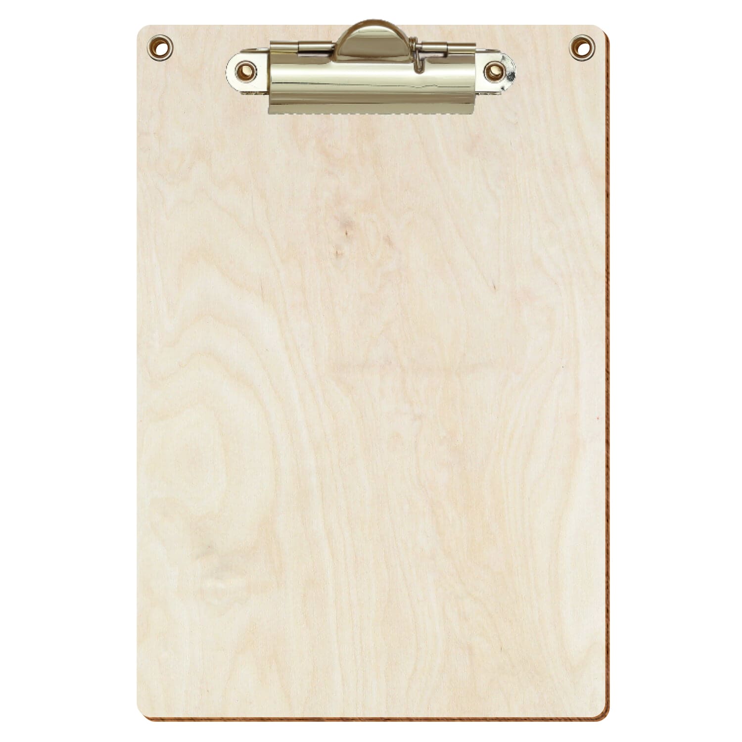 Klemmbrett Standardform Birke natur mit 2 Ösen A6 hochkant Zahnklemme gold