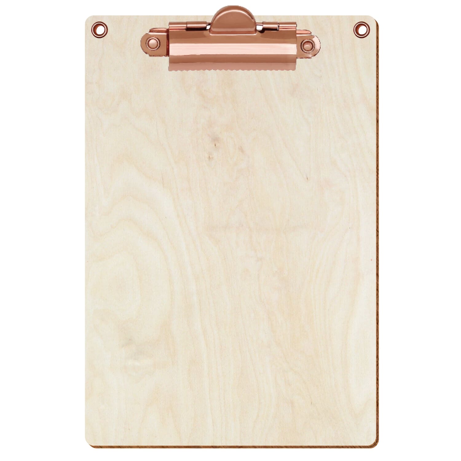 Klemmbrett Standardform Birke natur mit 2 Ösen A6 hochkant Zahnklemme roségold