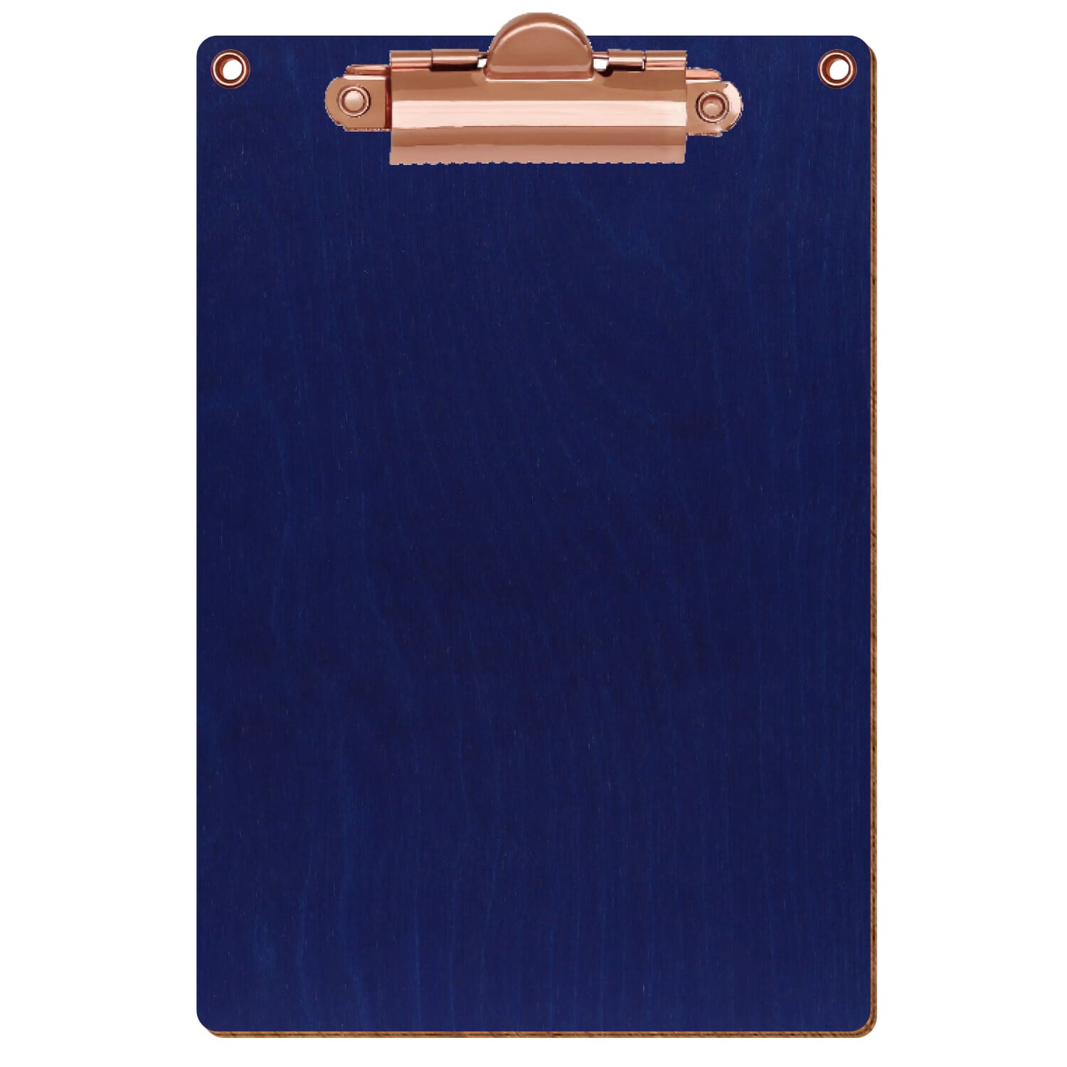 Klemmbrett Standardform Dunkelblau mit 2 Ösen A6 hochkant Zahnklemme roségold