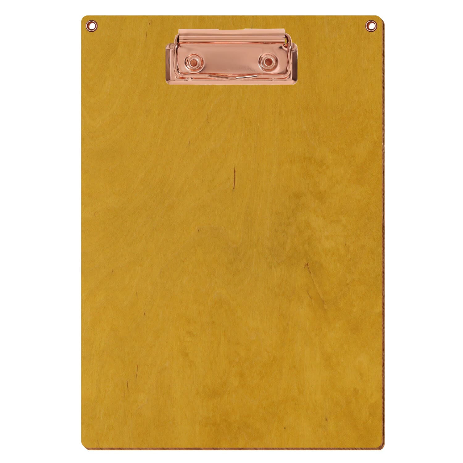 Klemmbrett Standardform Eiche hell mit 2 Ösen A5 hochkant Bügelklemme roségold