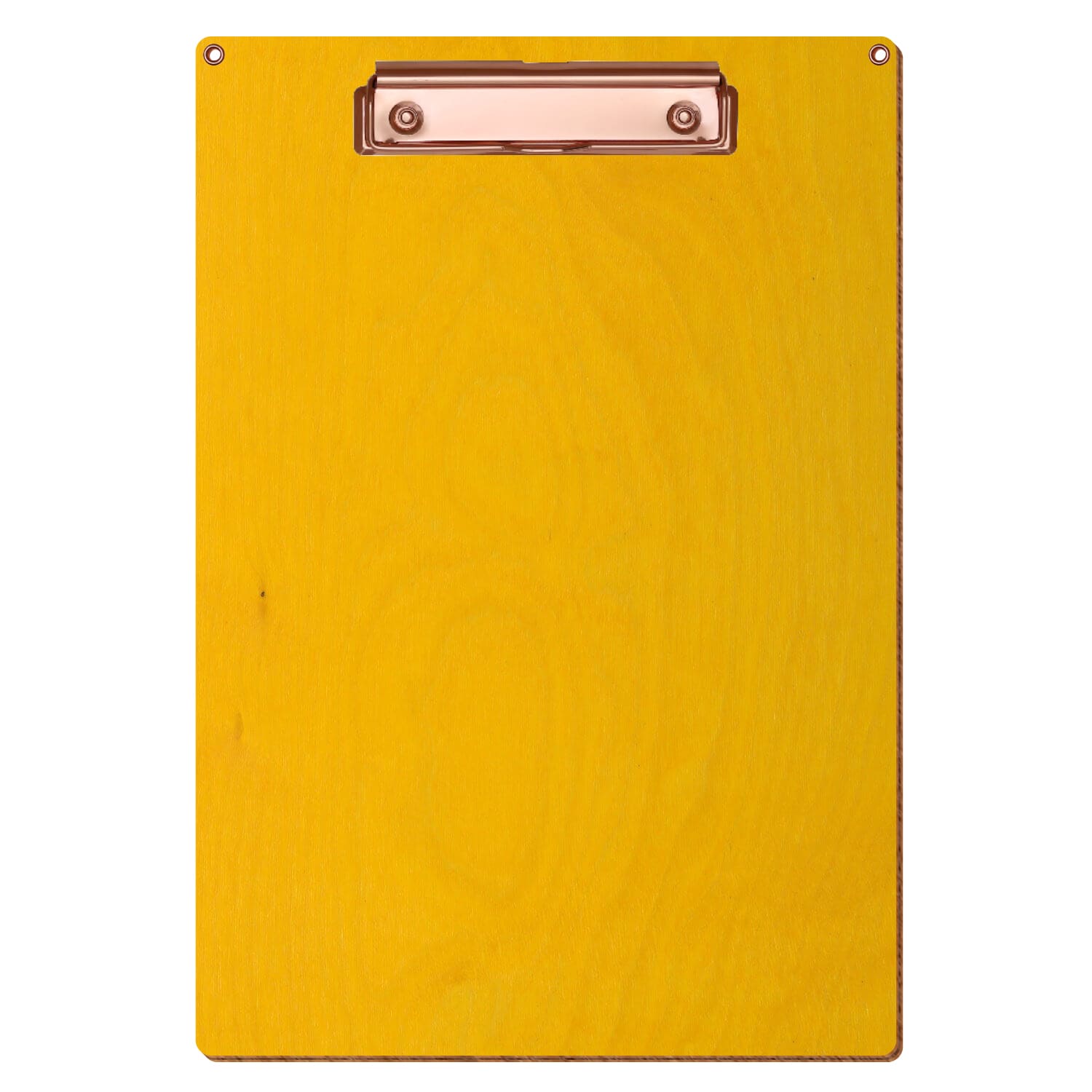 Klemmbrett Standardform Gelb mit 2 Ösen A4 hochkant Bügelklemme roségold