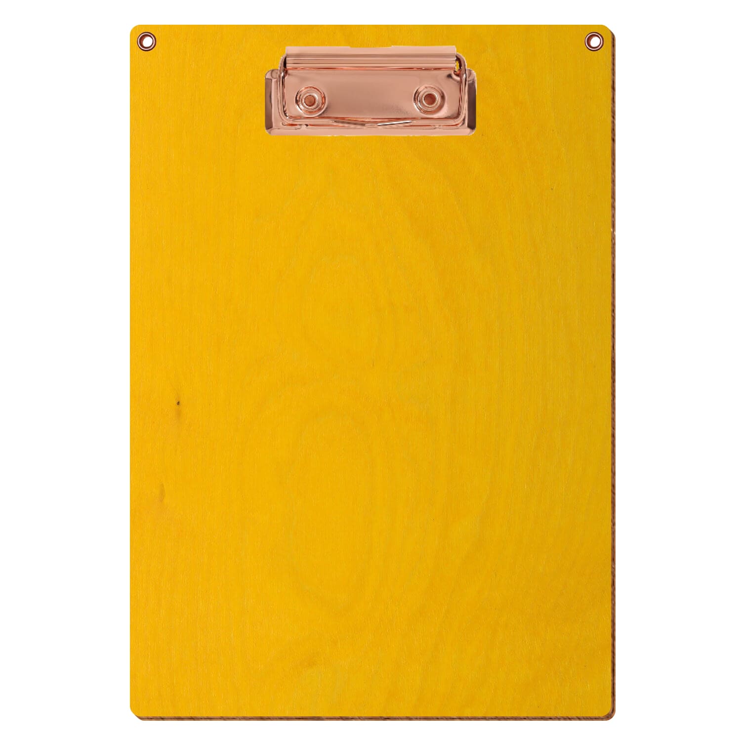Klemmbrett Standardform Gelb mit 2 Ösen A5 hochkant Bügelklemme roségold
