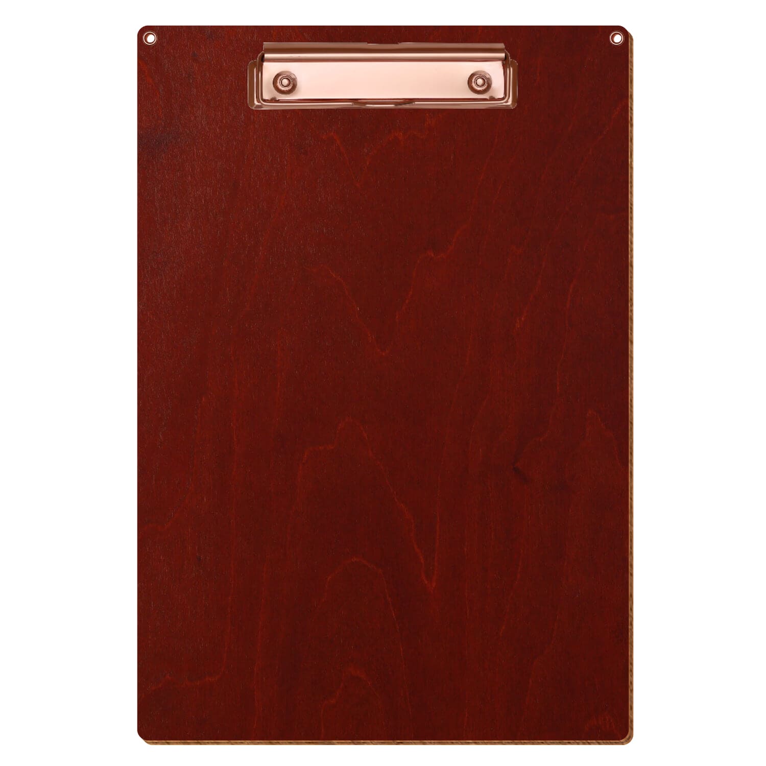 Klemmbrett Standardform Kirschbaum mit 2 Ösen A4 hochkant Bügelklemme roségold