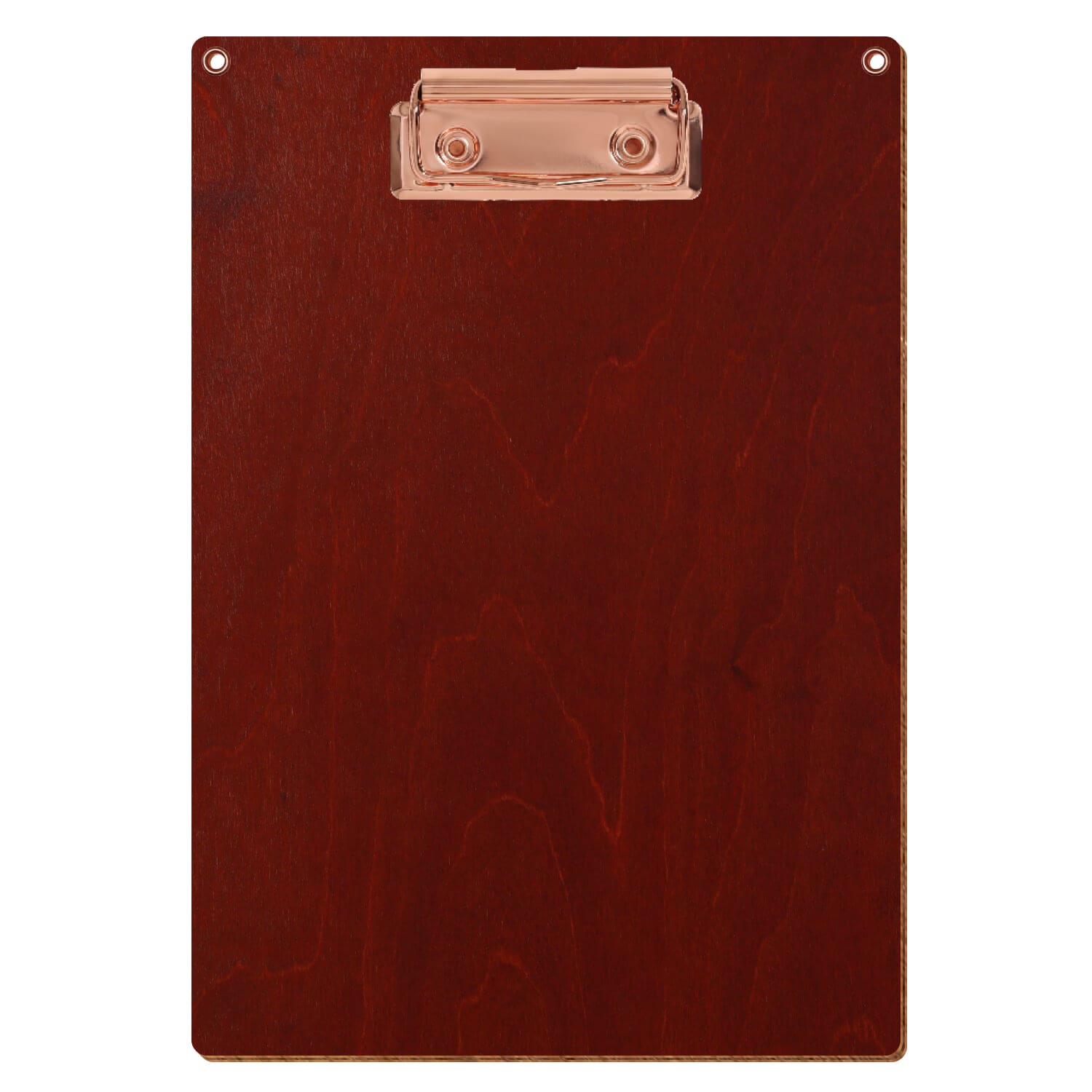 Klemmbrett Standardform Kirschbaum mit 2 Ösen A5 hochkant Bügelklemme roségold