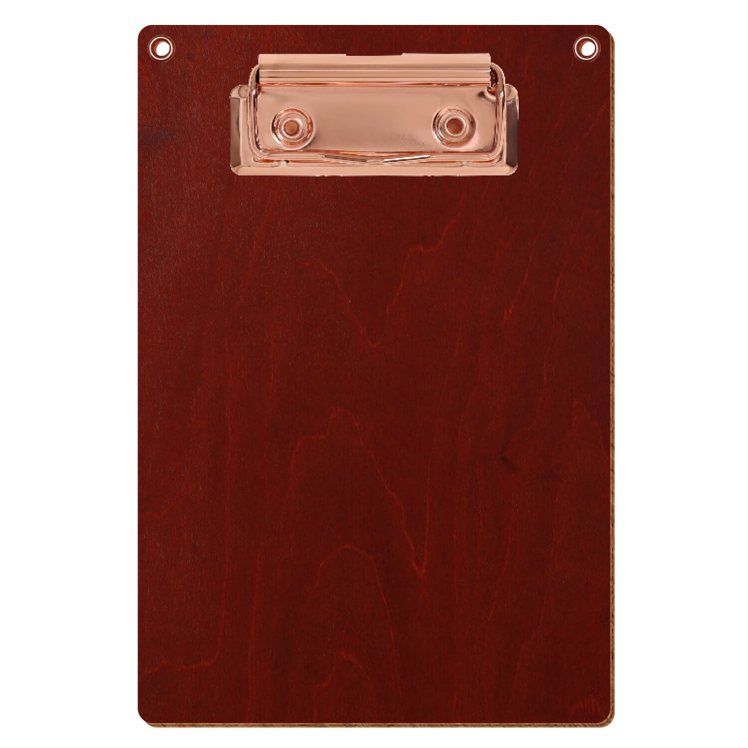 Klemmbrett Standardform Kirschbaum mit 2 Ösen A6 hochkant Bügelklemme roségold