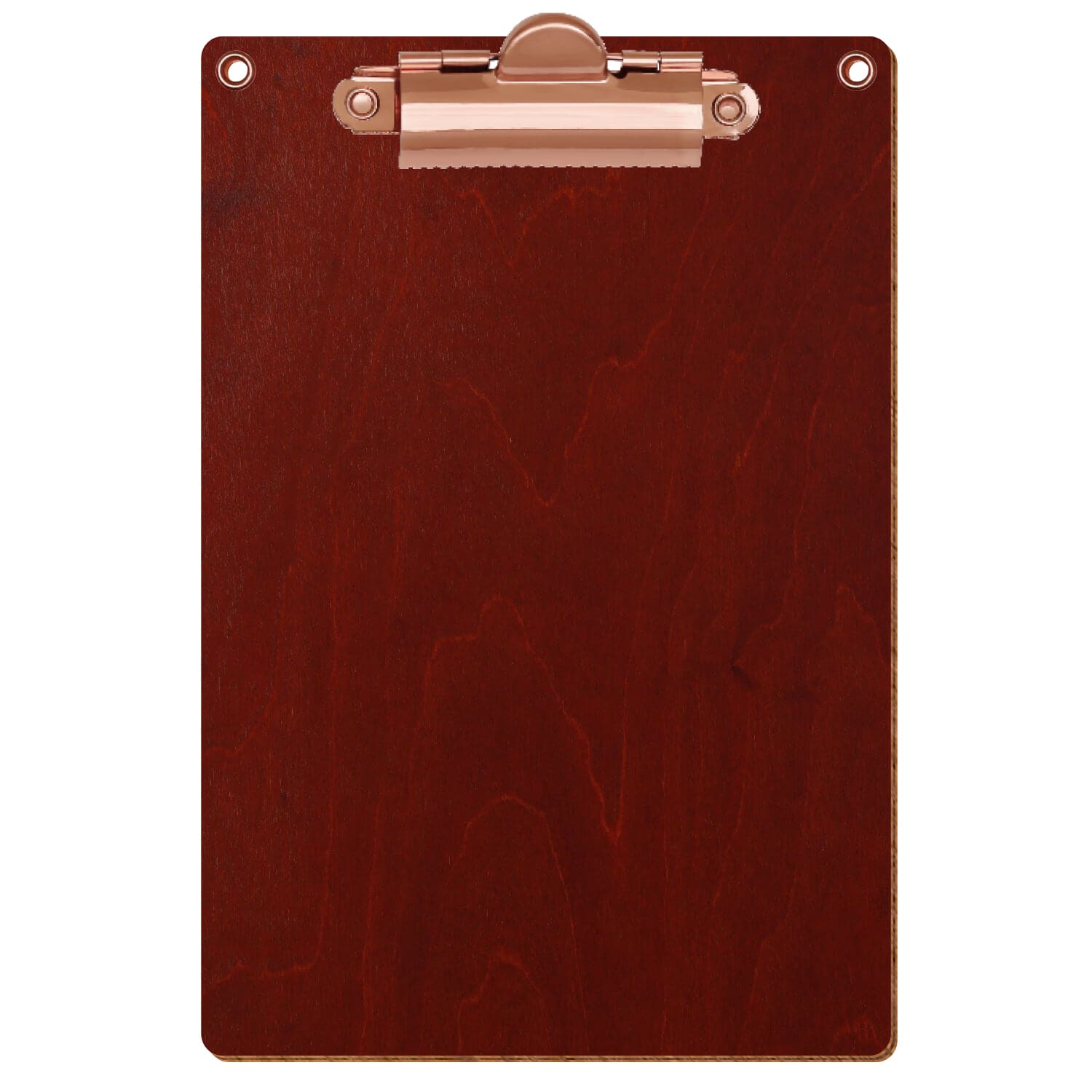 Klemmbrett Standardform Kirschbaum mit 2 Ösen A6 hochkant Zahnklemme roségold