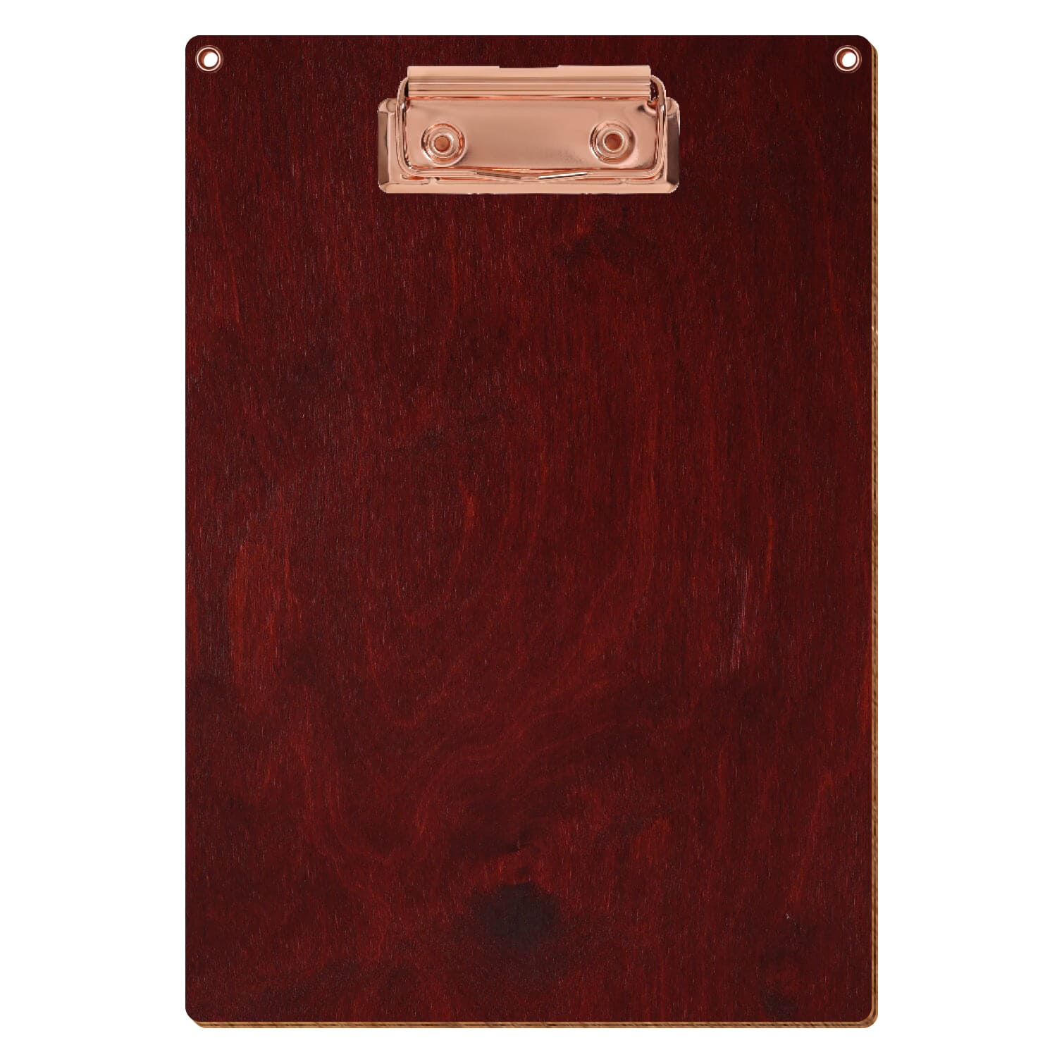 Klemmbrett Standardform Mahagoni mit 2 Ösen A5 hochkant Bügelklemme roségold