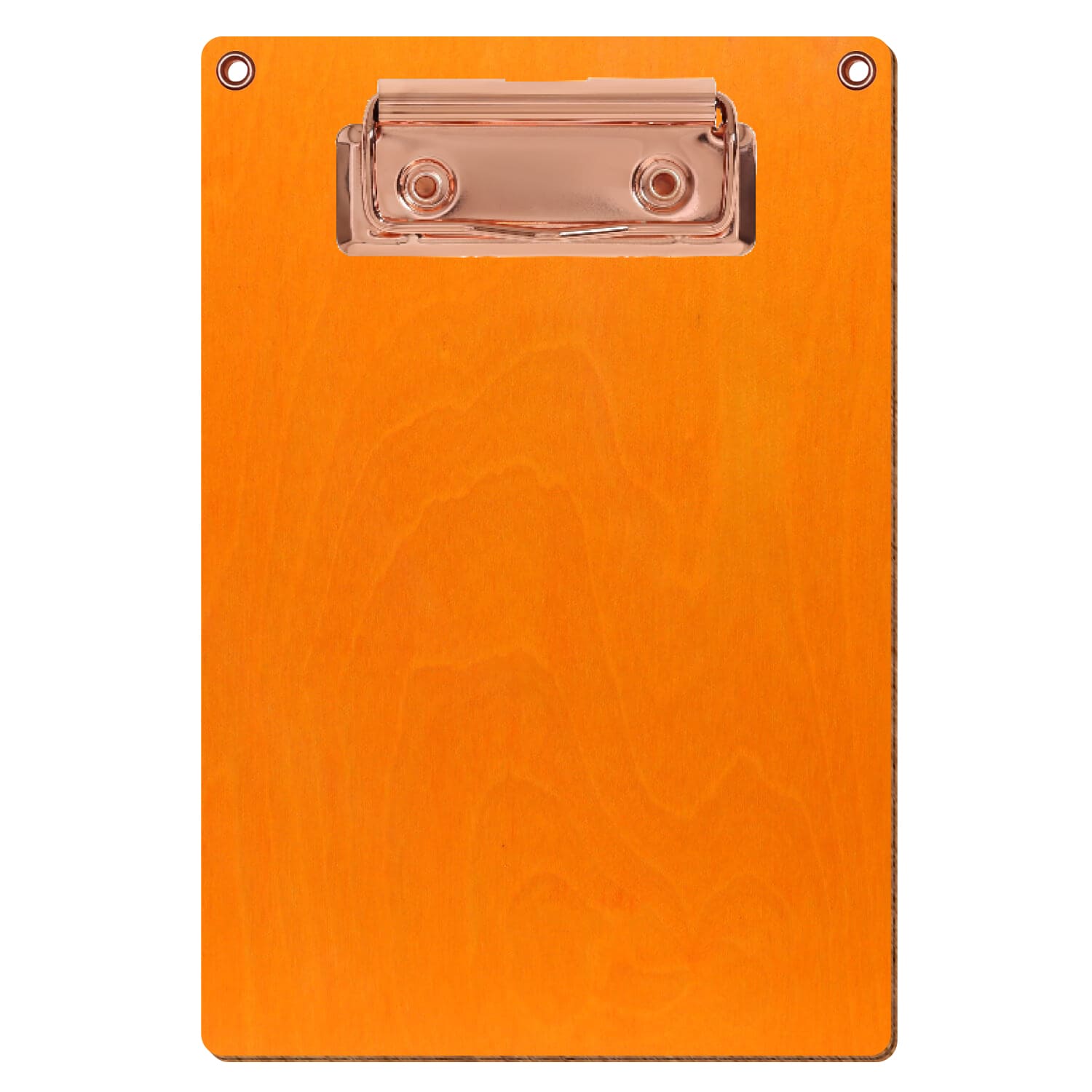 Klemmbrett Standardform Orange mit 2 Ösen A6 hochkant Bügelklemme roségold