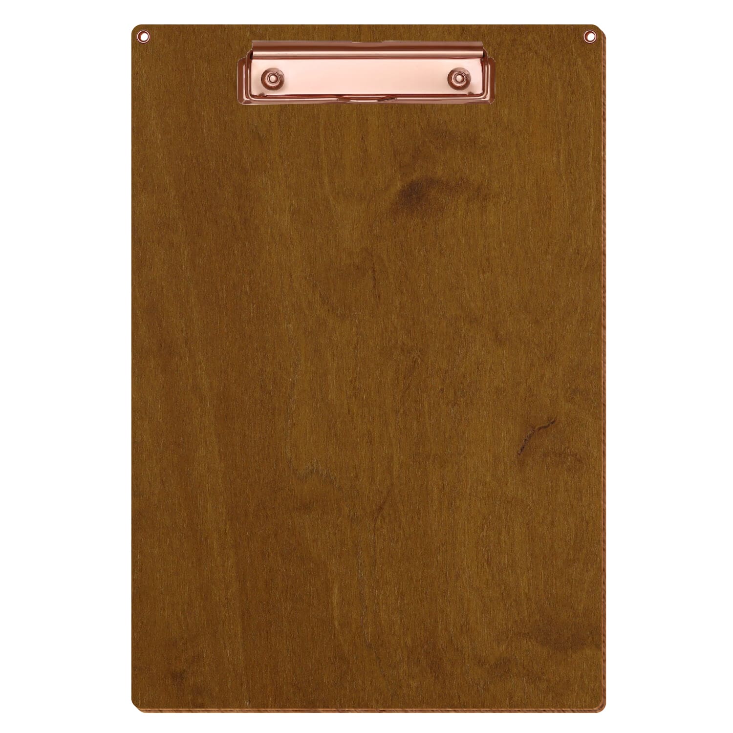 Klemmbrett Standardform Teak mit 2 Ösen A4 hochkant Bügelklemme roségold