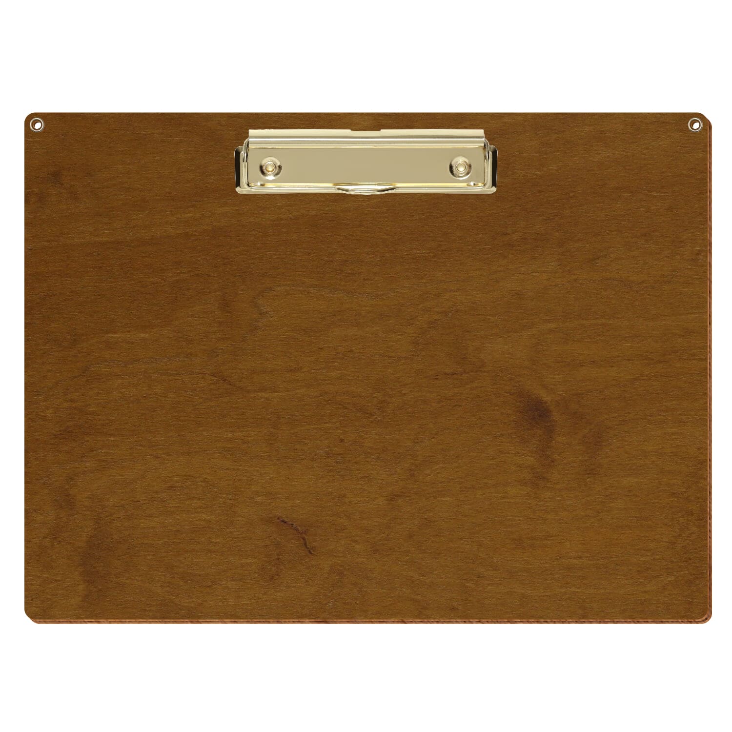 Klemmbrett Standardform Teak mit 2 Ösen A4 querkant Bügelklemme gold