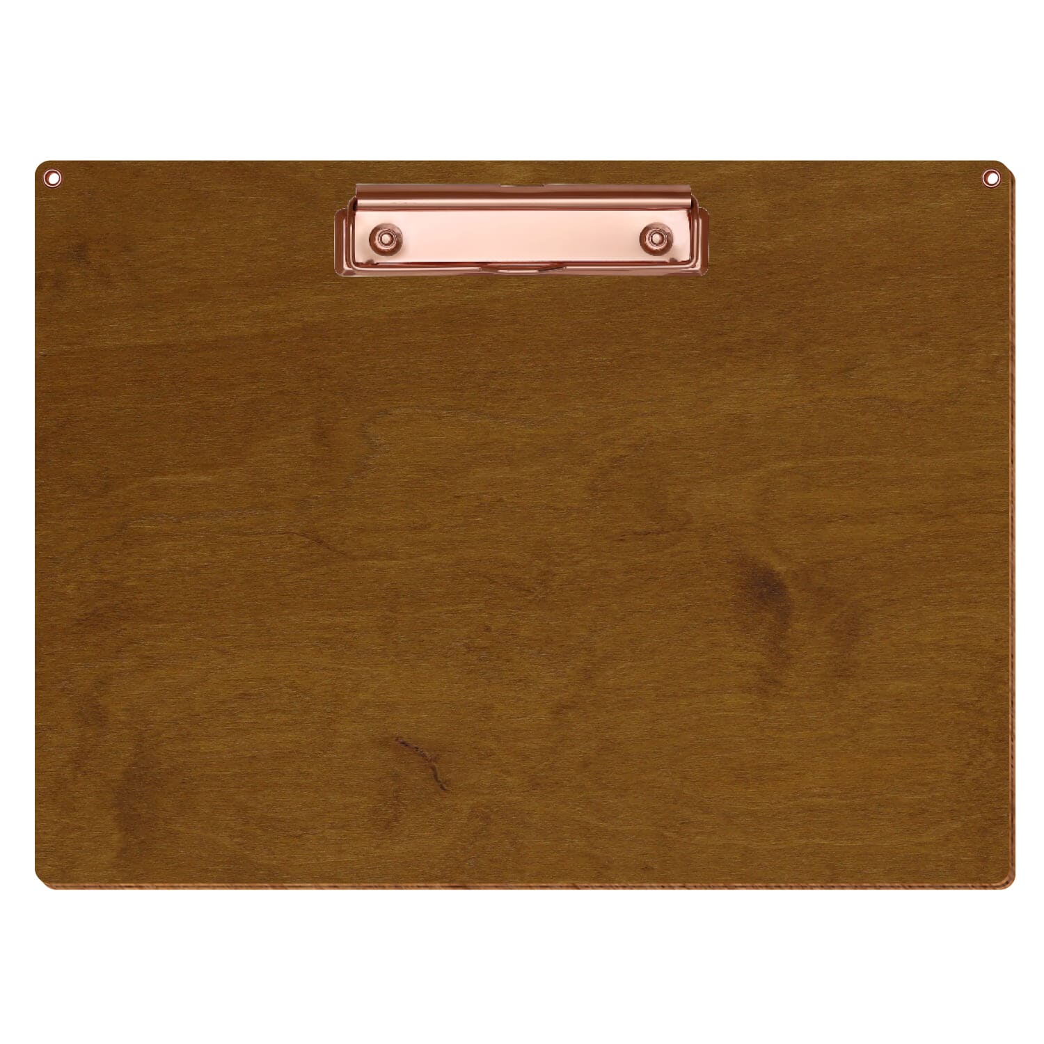 Klemmbrett Standardform Teak mit 2 Ösen A4 querkant Bügelklemme roségold