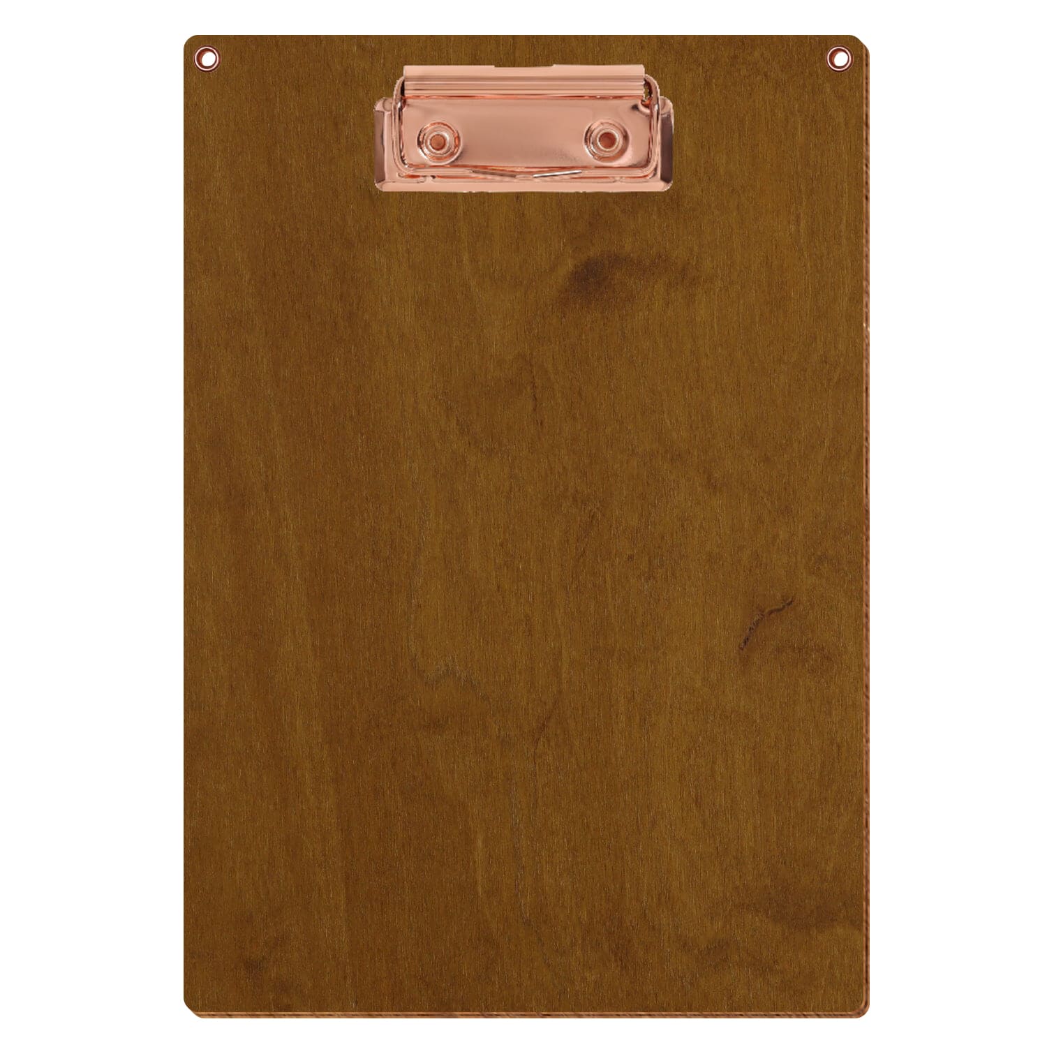 Klemmbrett Standardform Teak mit 2 Ösen A5 hochkant Bügelklemme roségold