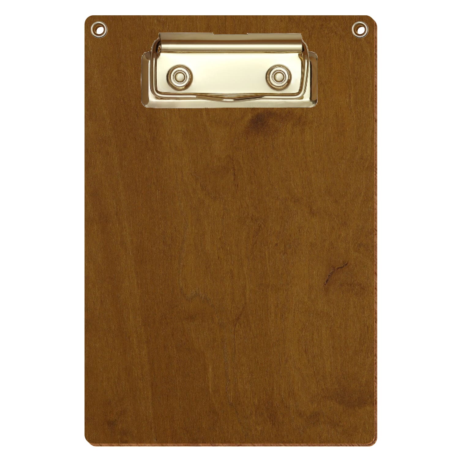 Klemmbrett Standardform Teak mit 2 Ösen A6 hochkant Bügelklemme gold