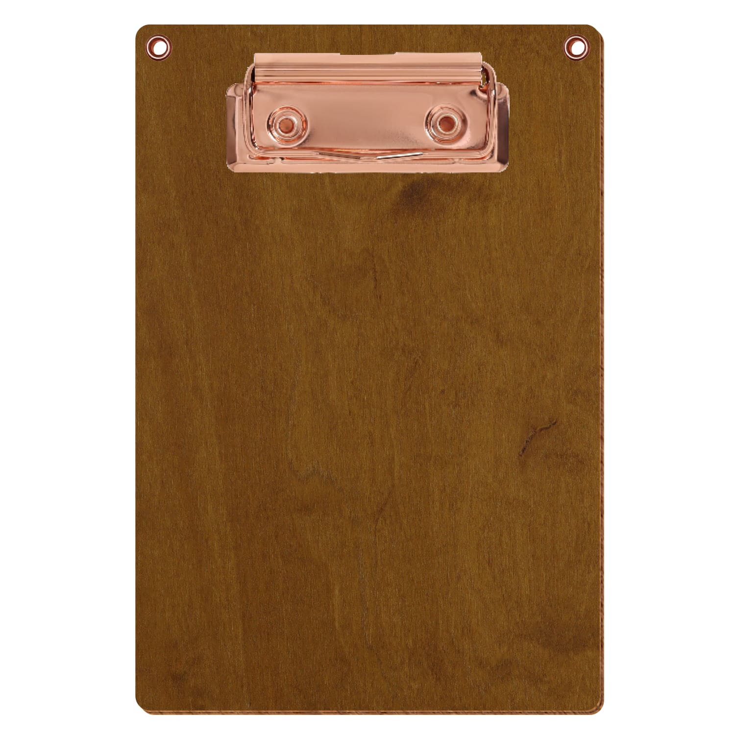 Klemmbrett Standardform Teak mit 2 Ösen A6 hochkant Bügelklemme roségold