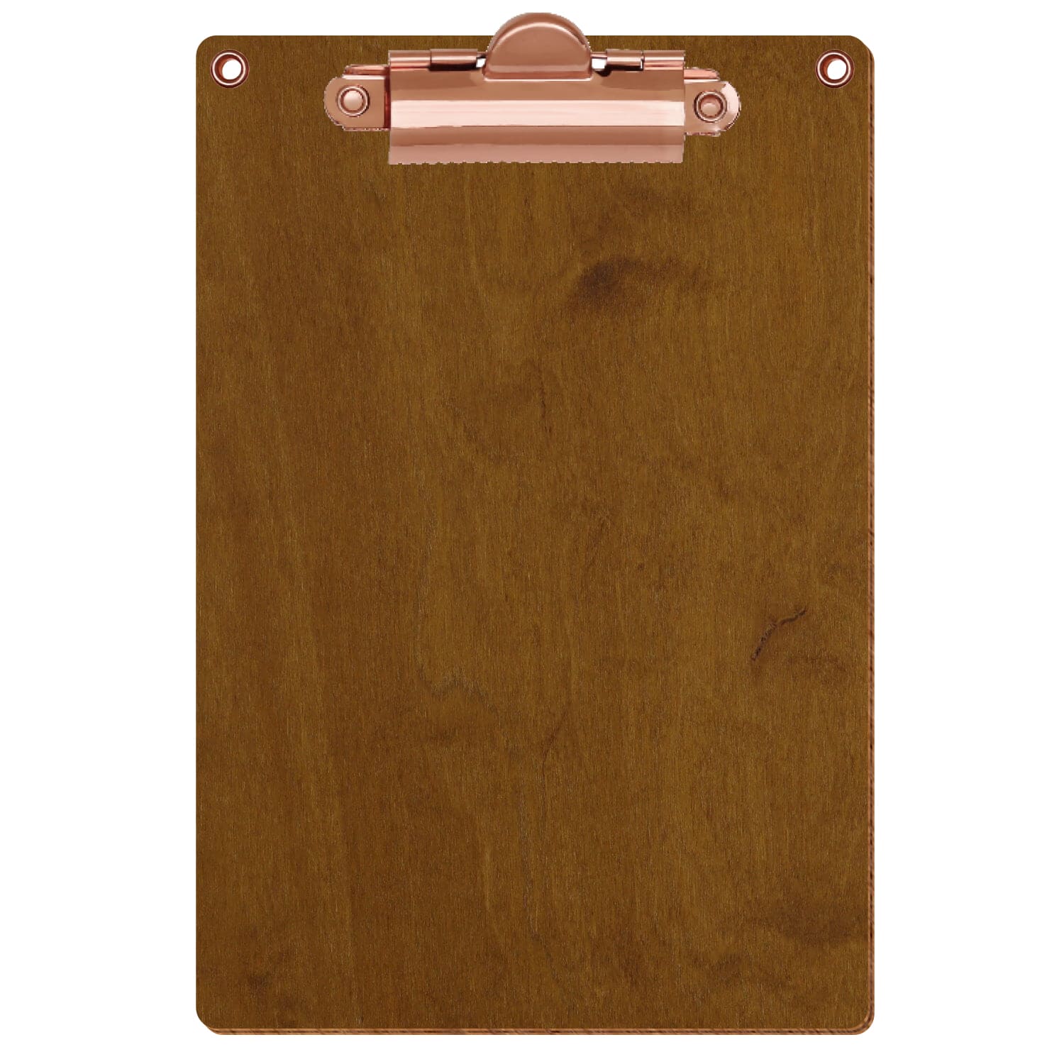 Klemmbrett Standardform Teak mit 2 Ösen A6 hochkant Zahnklemme roségold