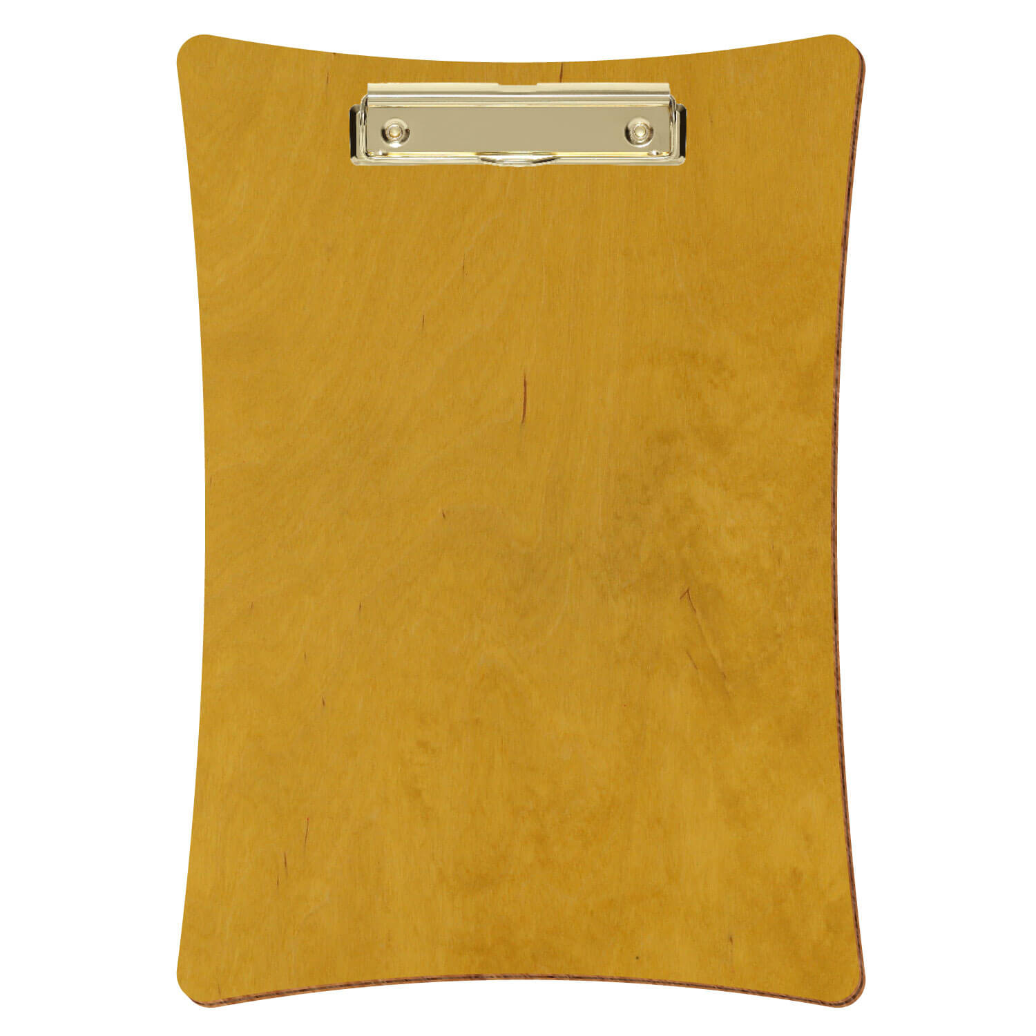 Bütic Holz-Klemmbrett konkav -Farbe Eiche hell- A4 hochkant mit goldener Bügelklemme