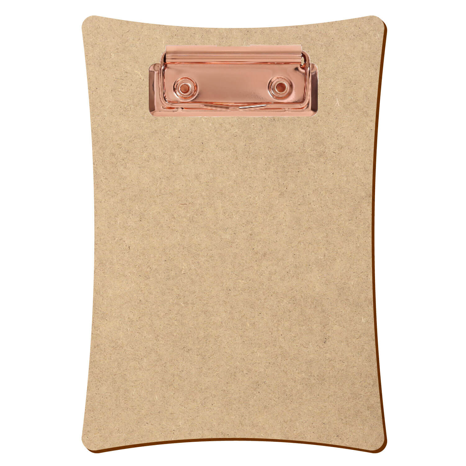 Bütic Holz MDF/HDF Klemmbrett konkav in A6 hochkant mit roségoldener Bügelklemme