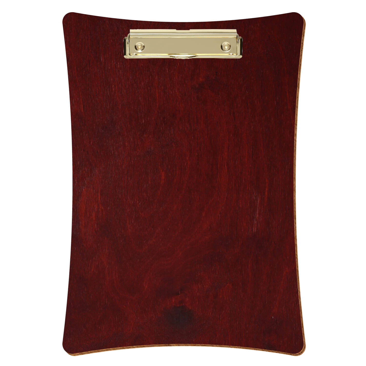 Bütic Holz-Klemmbrett konkav -Farbe Mahagoni- A4 hochkant mit goldener Bügelklemme